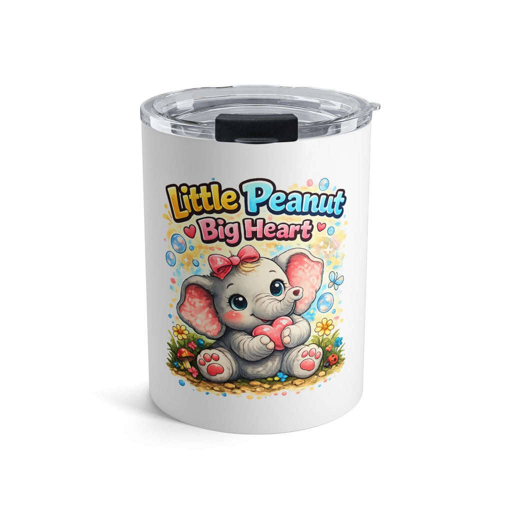 10oz Cute Elephant Tumbler — "Little Peanut Big Heart" Insulated Travel Cup