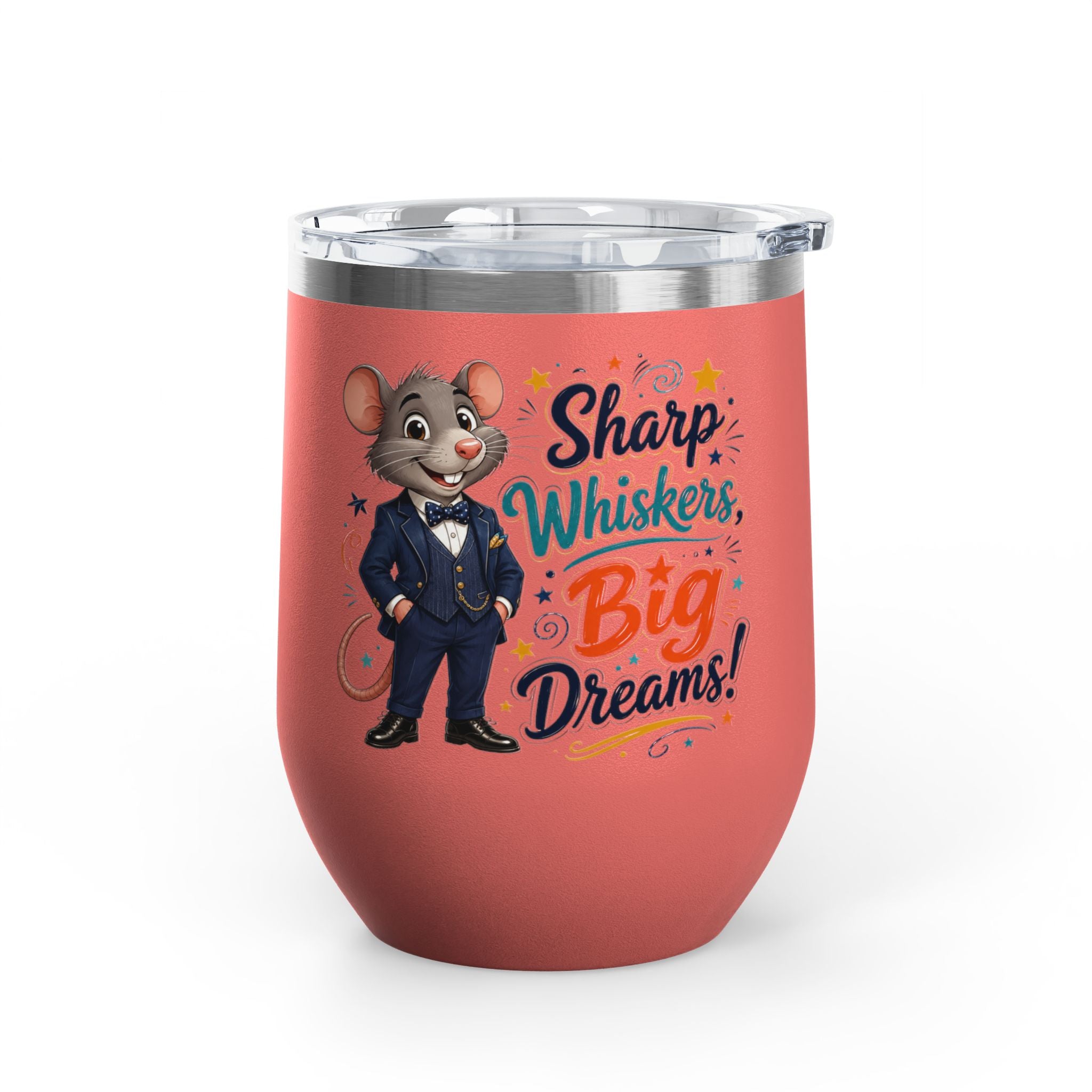 "Sharp Whiskers, Big Dreams" Mouse Design, 12oz Insulated
