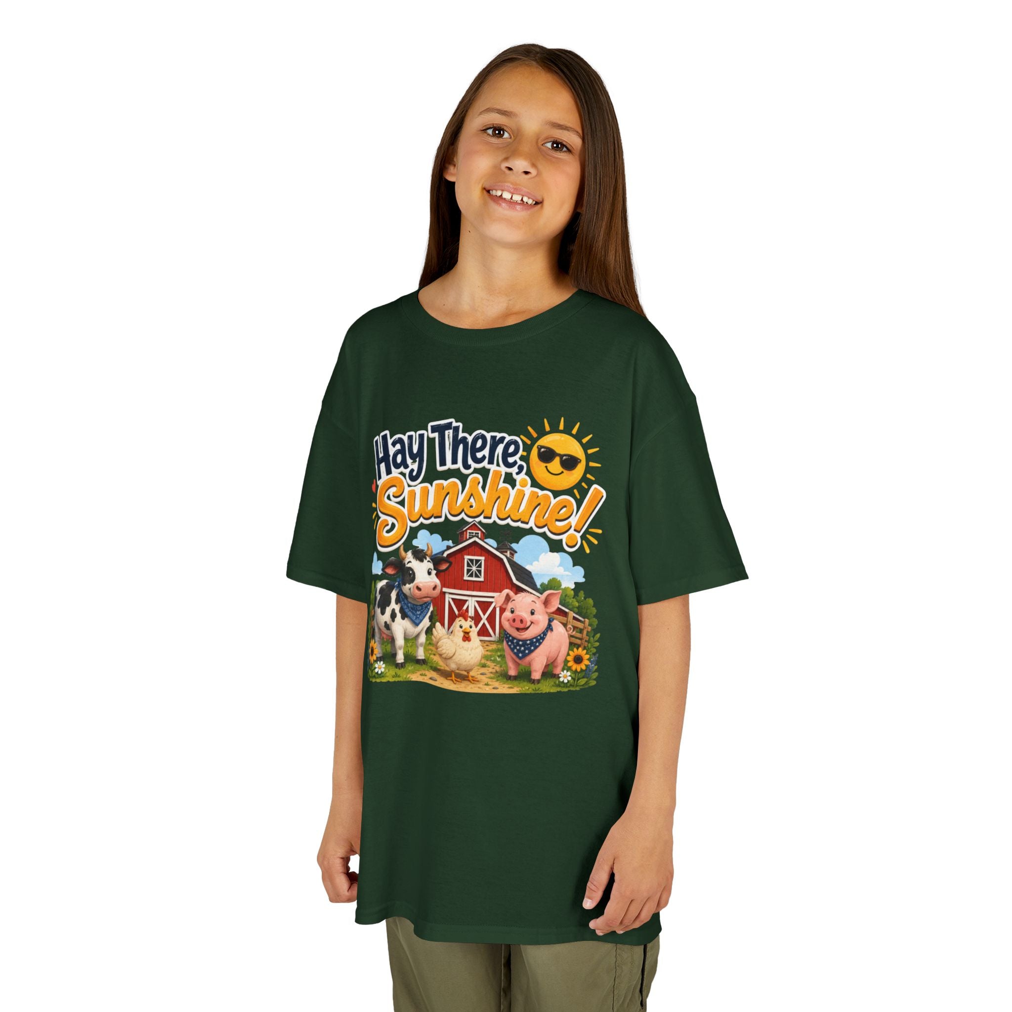 Kids Tee — "Hay There, Sunshine!" Farm Animal Graphic
