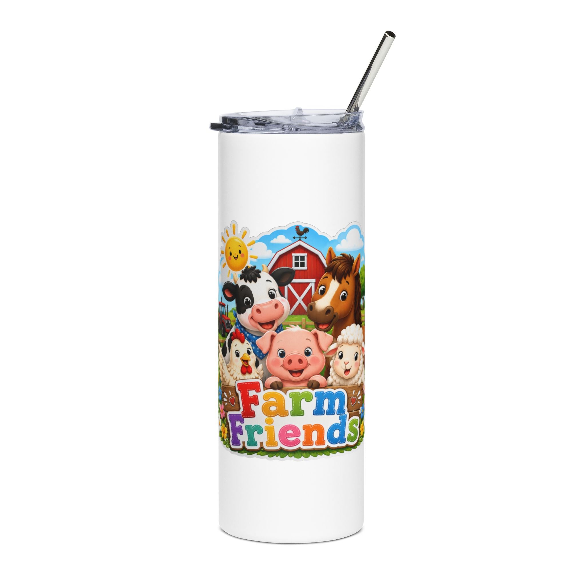 Farm Friends 20oz Stainless Steel Tumbler — Cute Kids Barnyard Animal Travel Cup