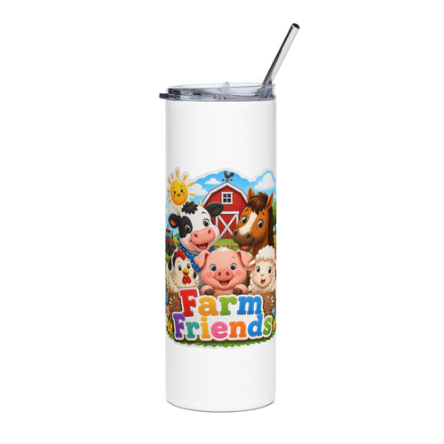 Farm Friends 20oz Stainless Steel Tumbler — Cute Kids Barnyard Animal Travel Cup