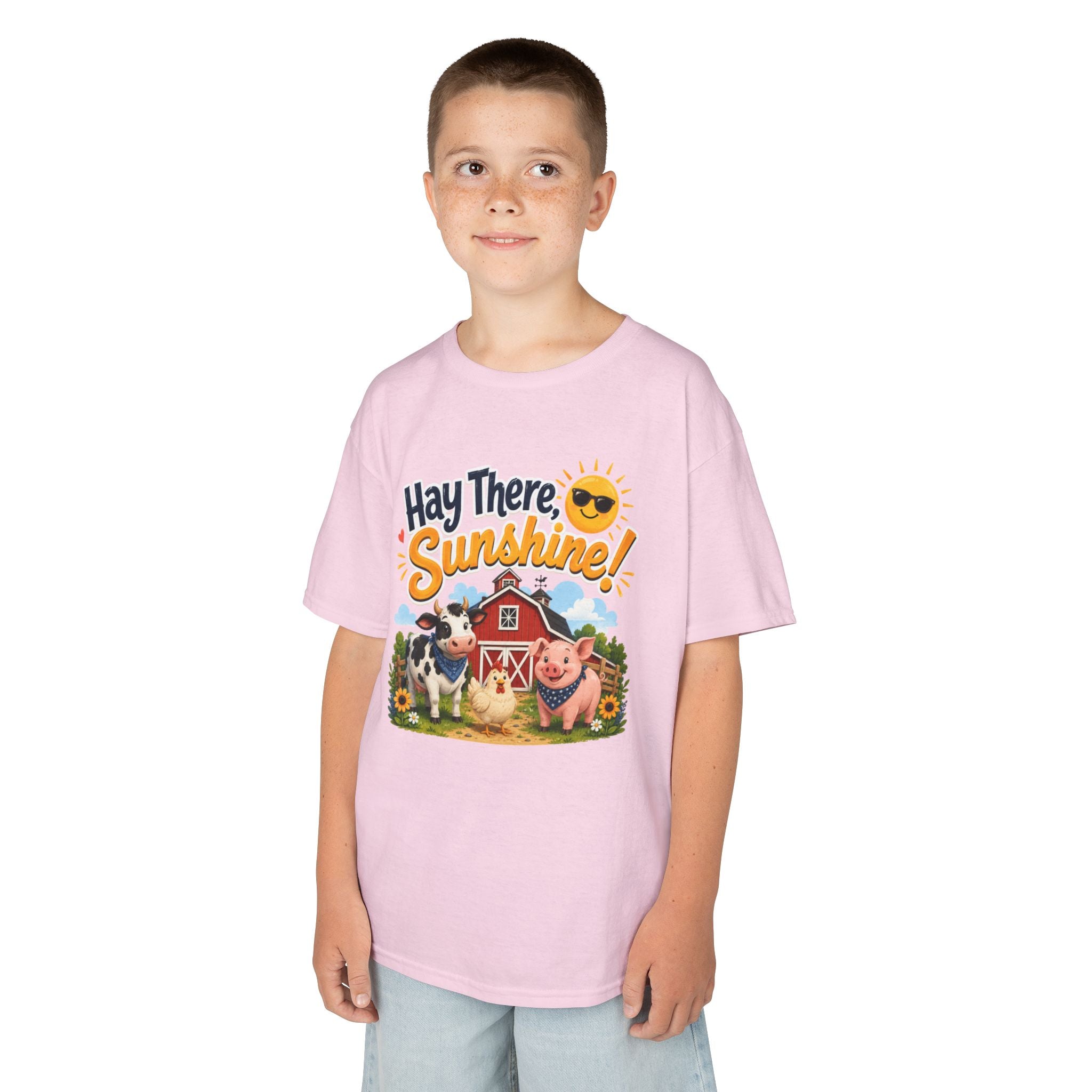 Kids Tee — "Hay There, Sunshine!" Farm Animal Graphic