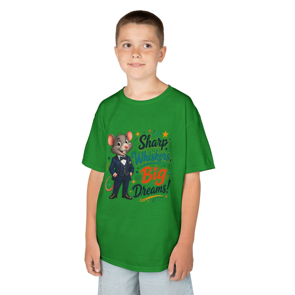 Kids Tee — "Sharp Whiskers, Big Dreams" Mouse Graphic