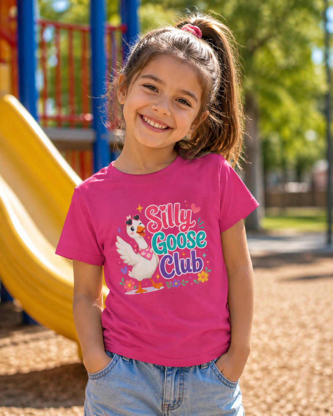 Kids T-Shirt — "Silly Goose Club" Cute Cartoon Goose Tee for Toddlers & Preschoolers