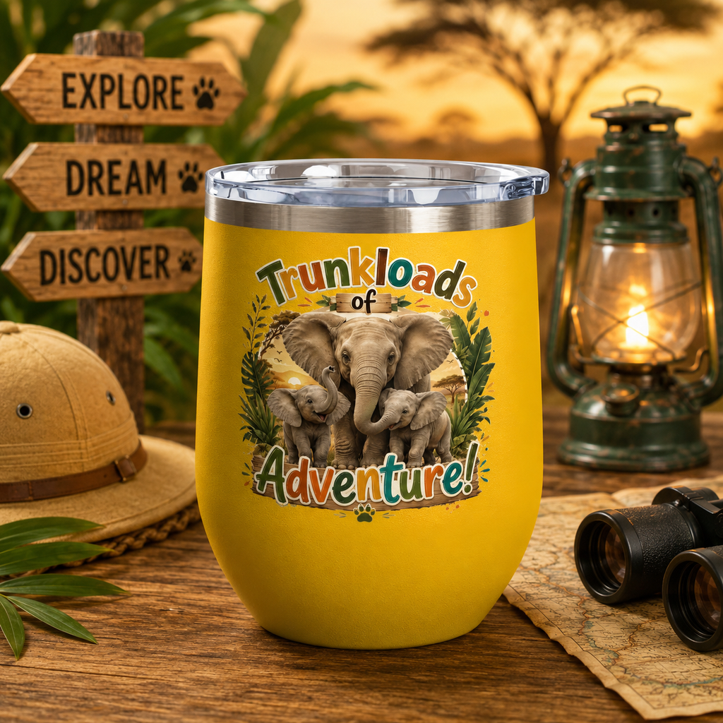 Elephant 'Trunkloads of Adventure' 12oz Tumbler
