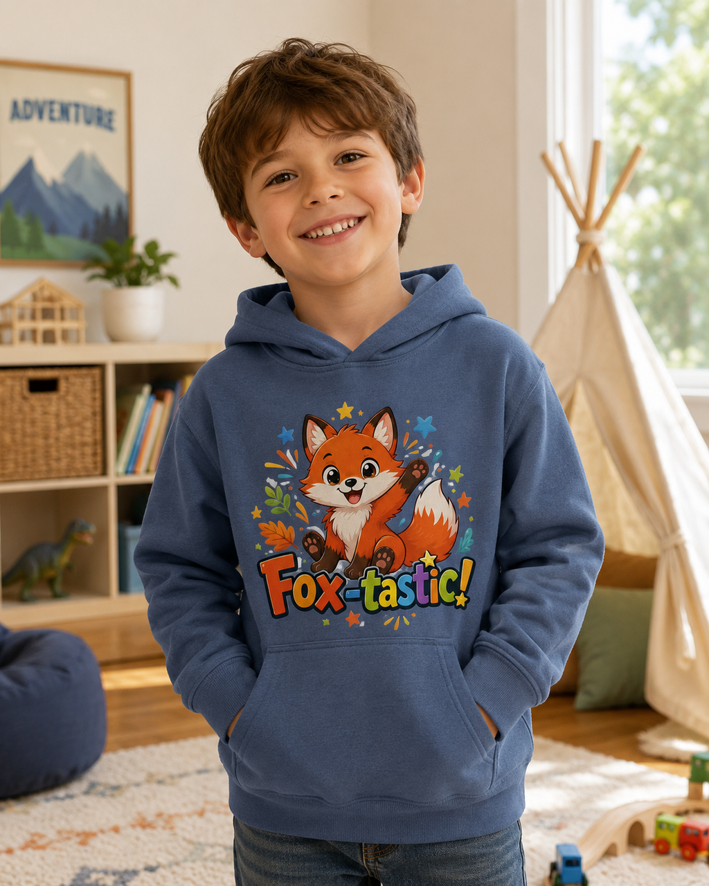 Fox-tastic Kids Hoodie — Cute Cartoon Fox Pullover for Children