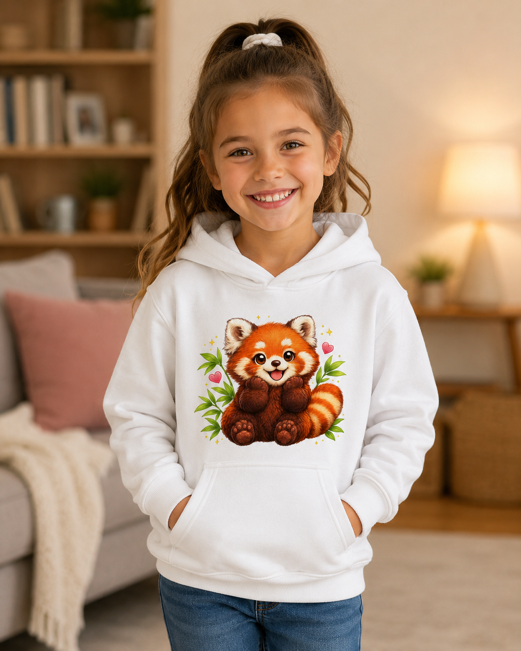 Kids Hoodie — Cute Smiling Red Panda Graphic Hoodie for Children
