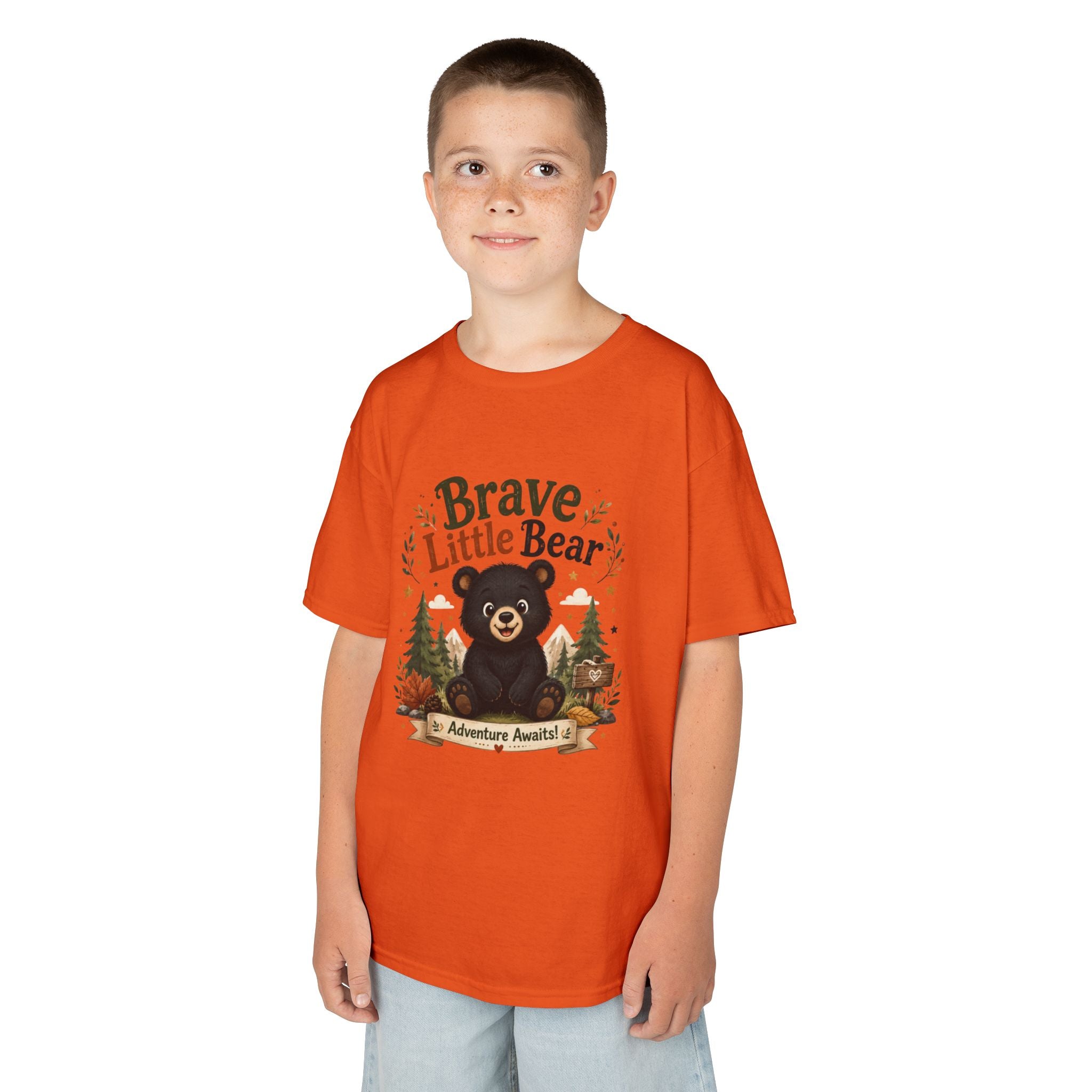 Kids Tee — "Brave Little Bear" Adventure Graphic Shirt