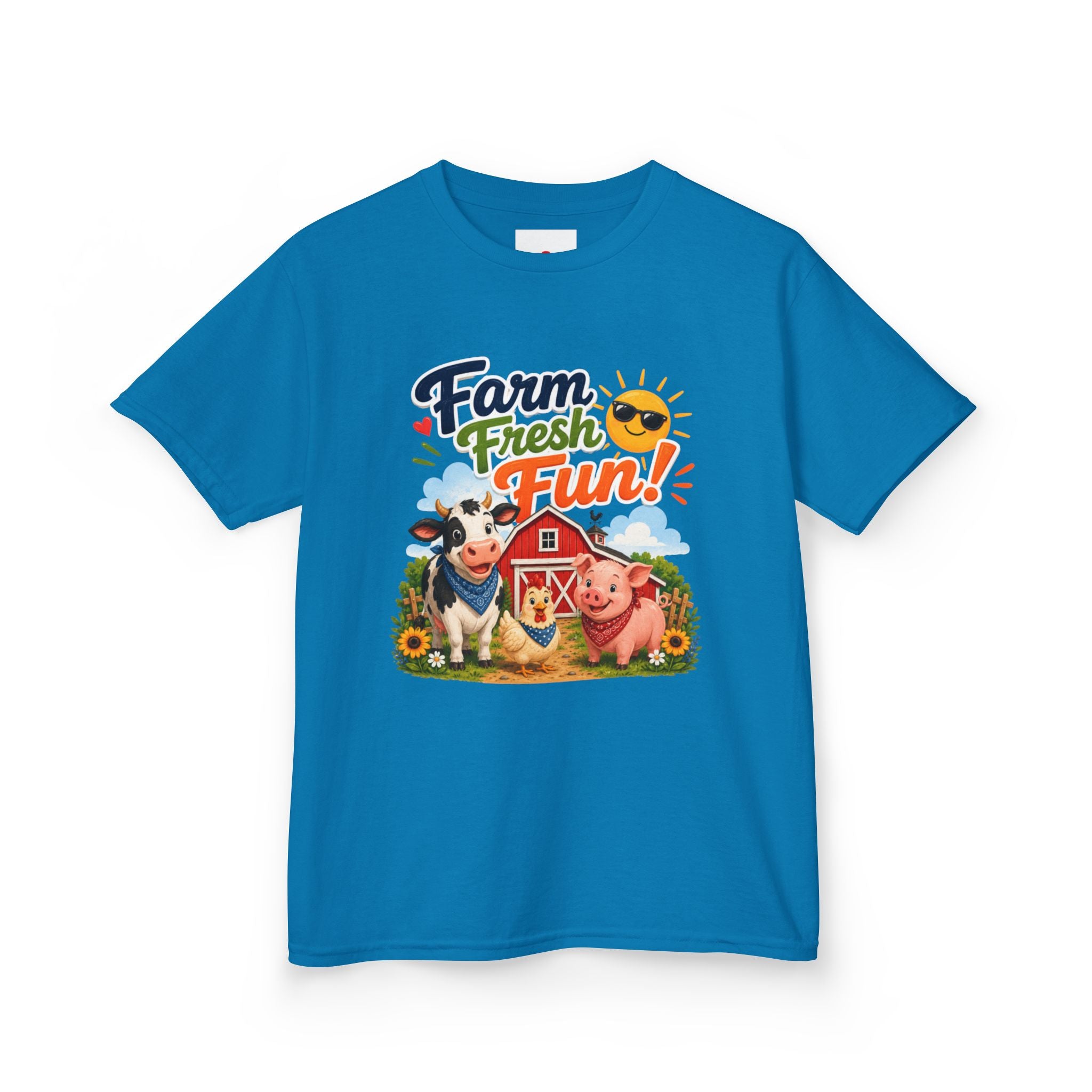 Kids Farm T-Shirt — "Farm Fresh Fun!" Cute Cow & Pig Toddler Tee