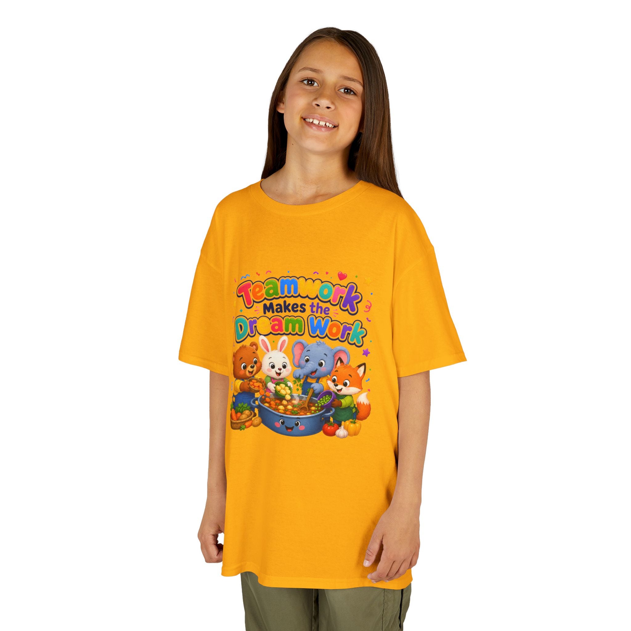 Kids Tee — “Teamwork Makes the Dream Work” Cute Animal Classroom Shirt