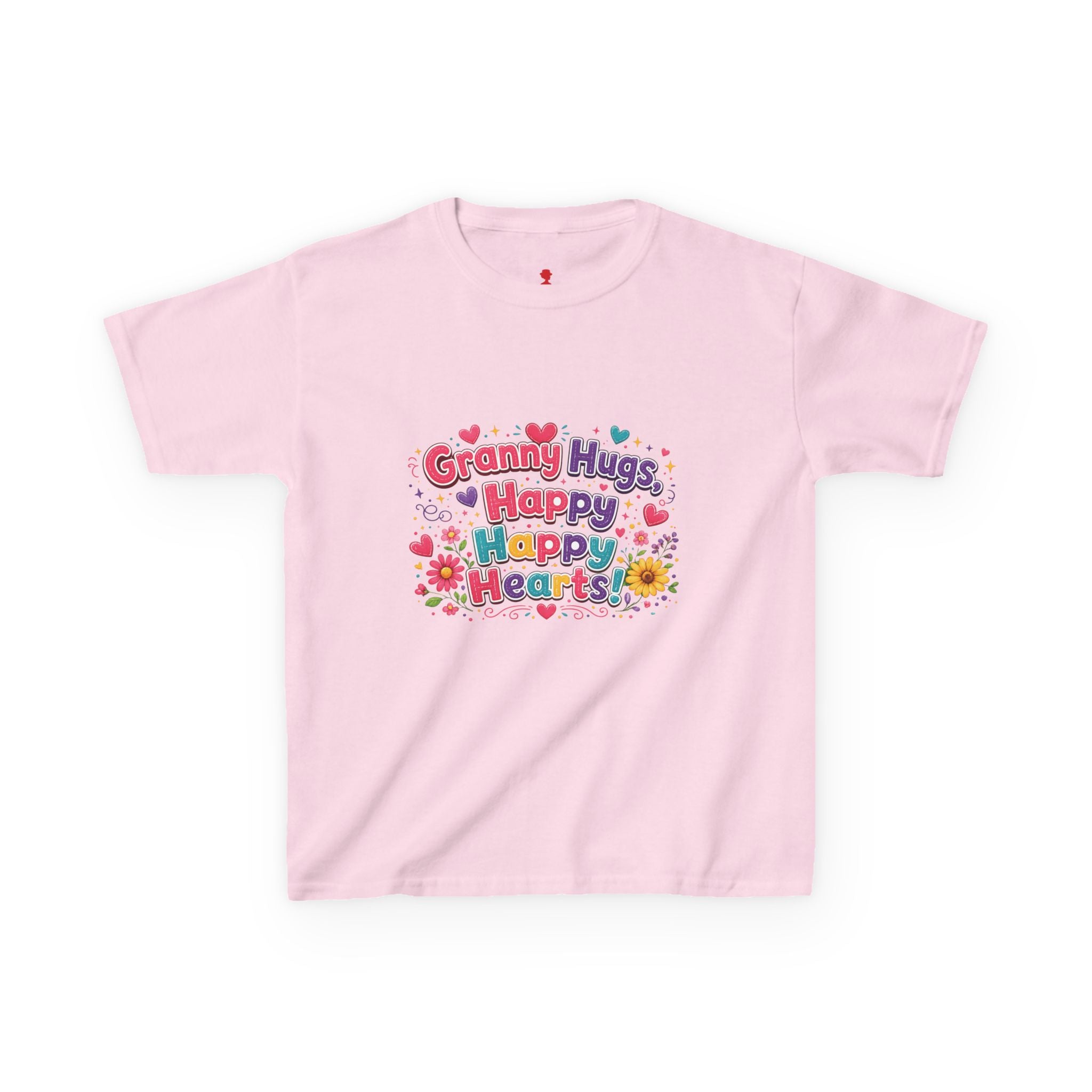 Granny Hugs Happy Hearts Kids Tee | Colorful Floral Kids Shirt