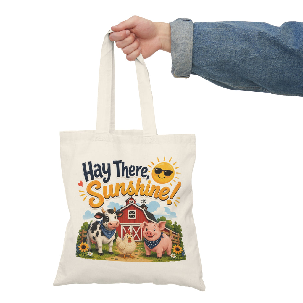 Hay There Sunshine! Farm Animals Natural Cotton Tote Bag