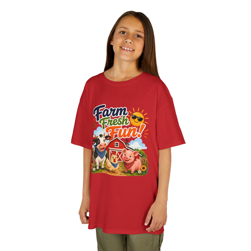 Kids Farm T-Shirt — "Farm Fresh Fun!" Cute Cow & Pig Toddler Tee