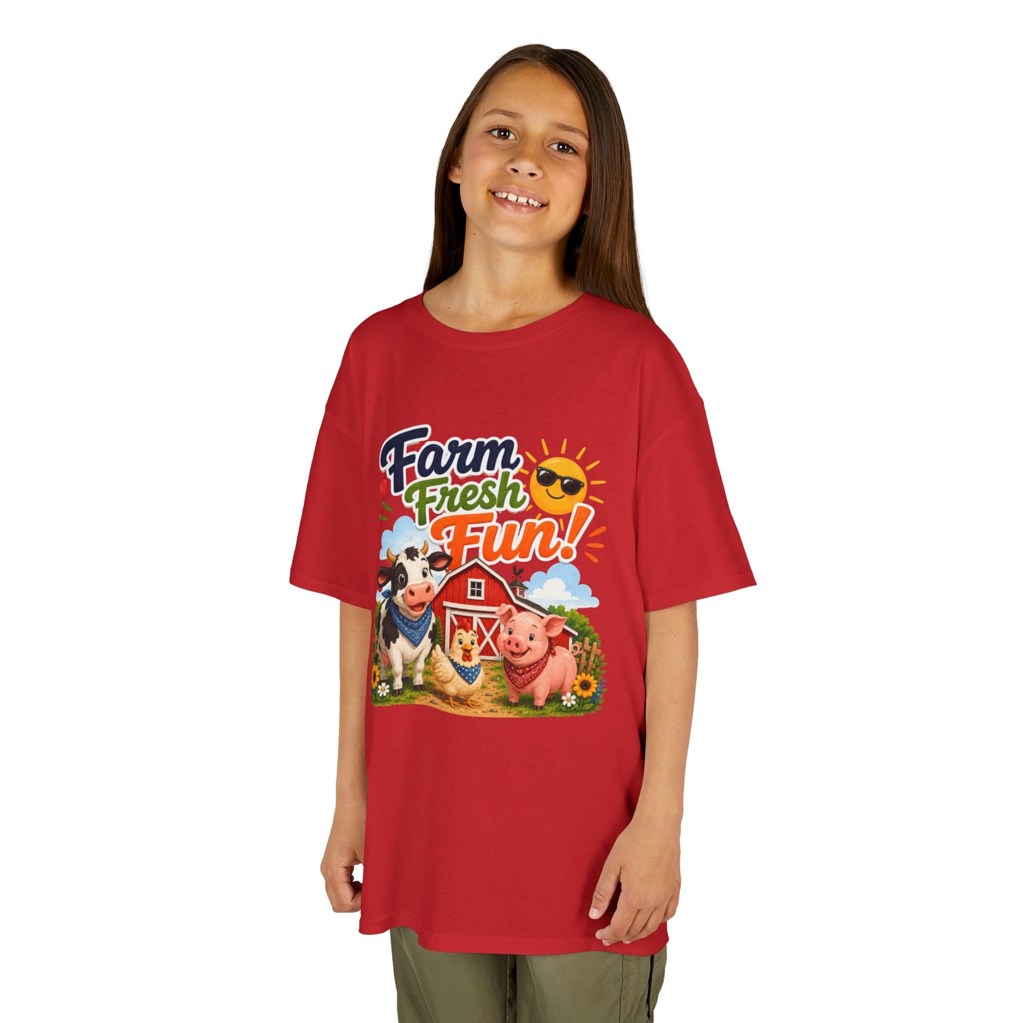 Kids Farm T-Shirt — "Farm Fresh Fun!" Cute Cow & Pig Toddler Tee