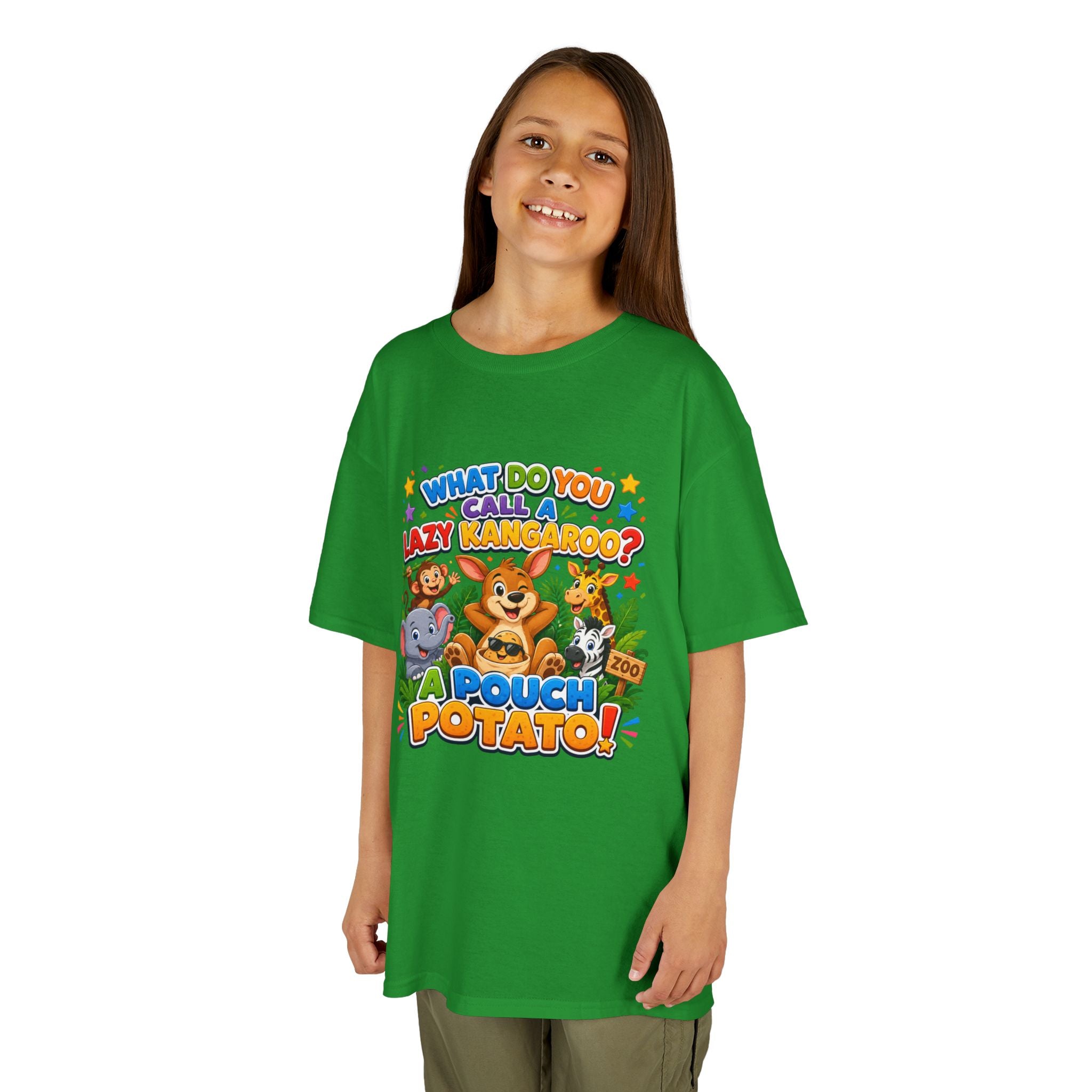 Lazy Kangaroo Pouch Potato Kids T-Shirt | Cute Animal Nursery Tee