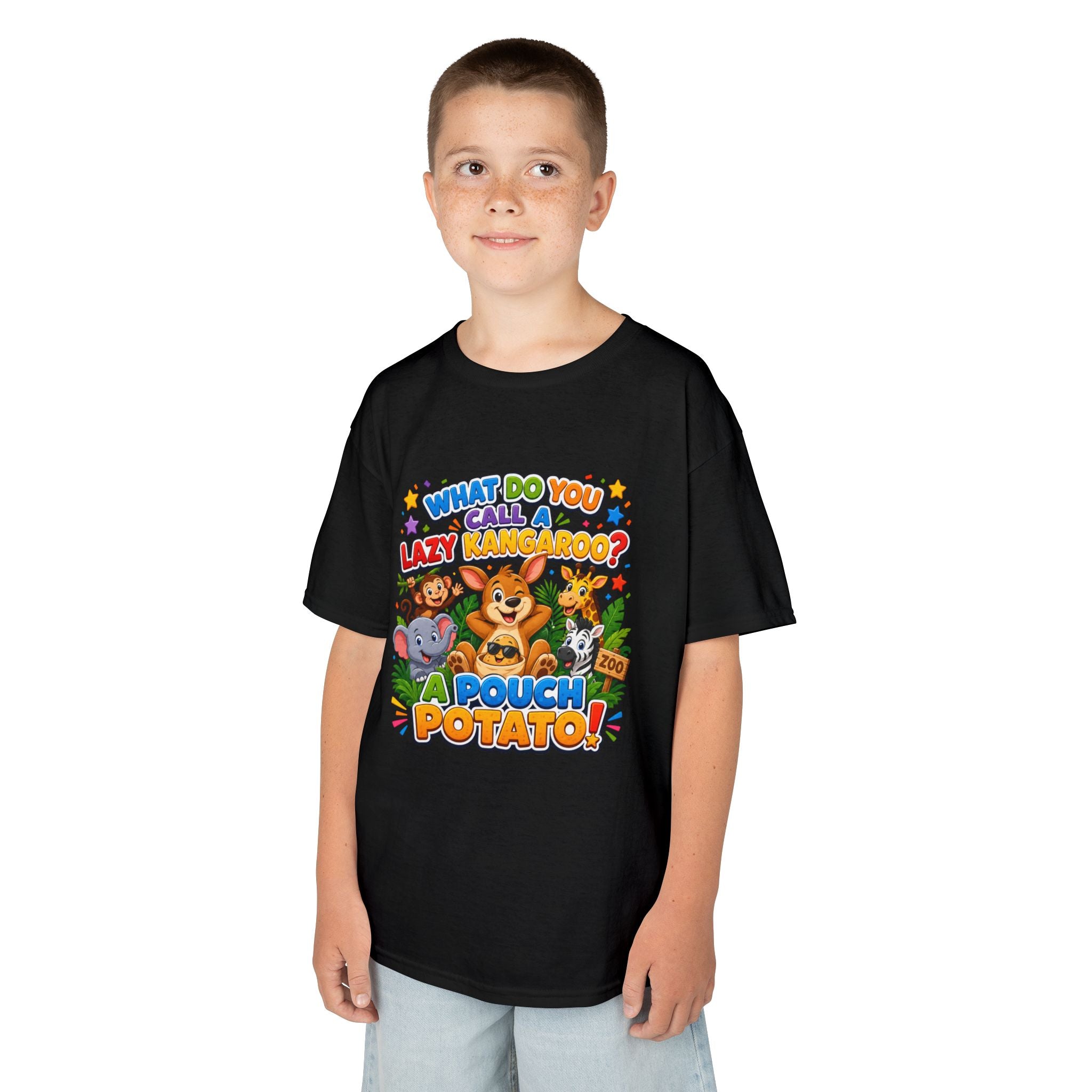 Lazy Kangaroo Pouch Potato Kids T-Shirt | Cute Animal Nursery Tee