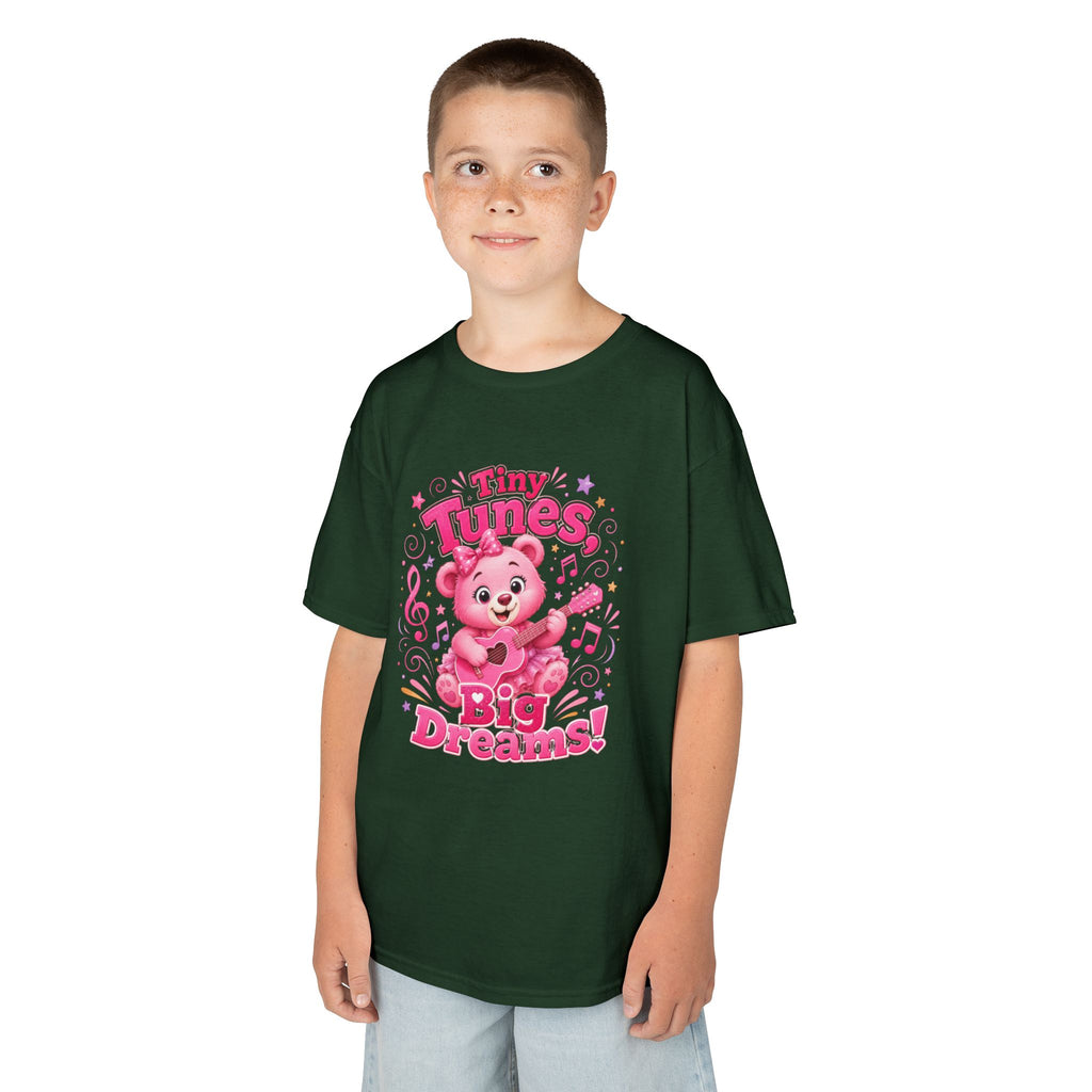 Kids T-Shirt — "Tiny Tunes, Big Dreams" Cute Pink Bear Music Tee