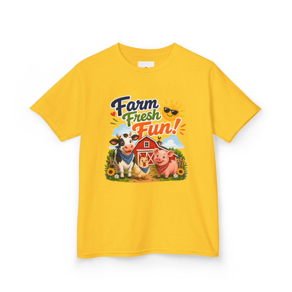 Kids Farm T-Shirt — "Farm Fresh Fun!" Cute Cow & Pig Toddler Tee