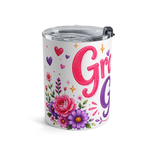 Granny Girl tumbler 10oz | floral hearts stainless steel travel cup