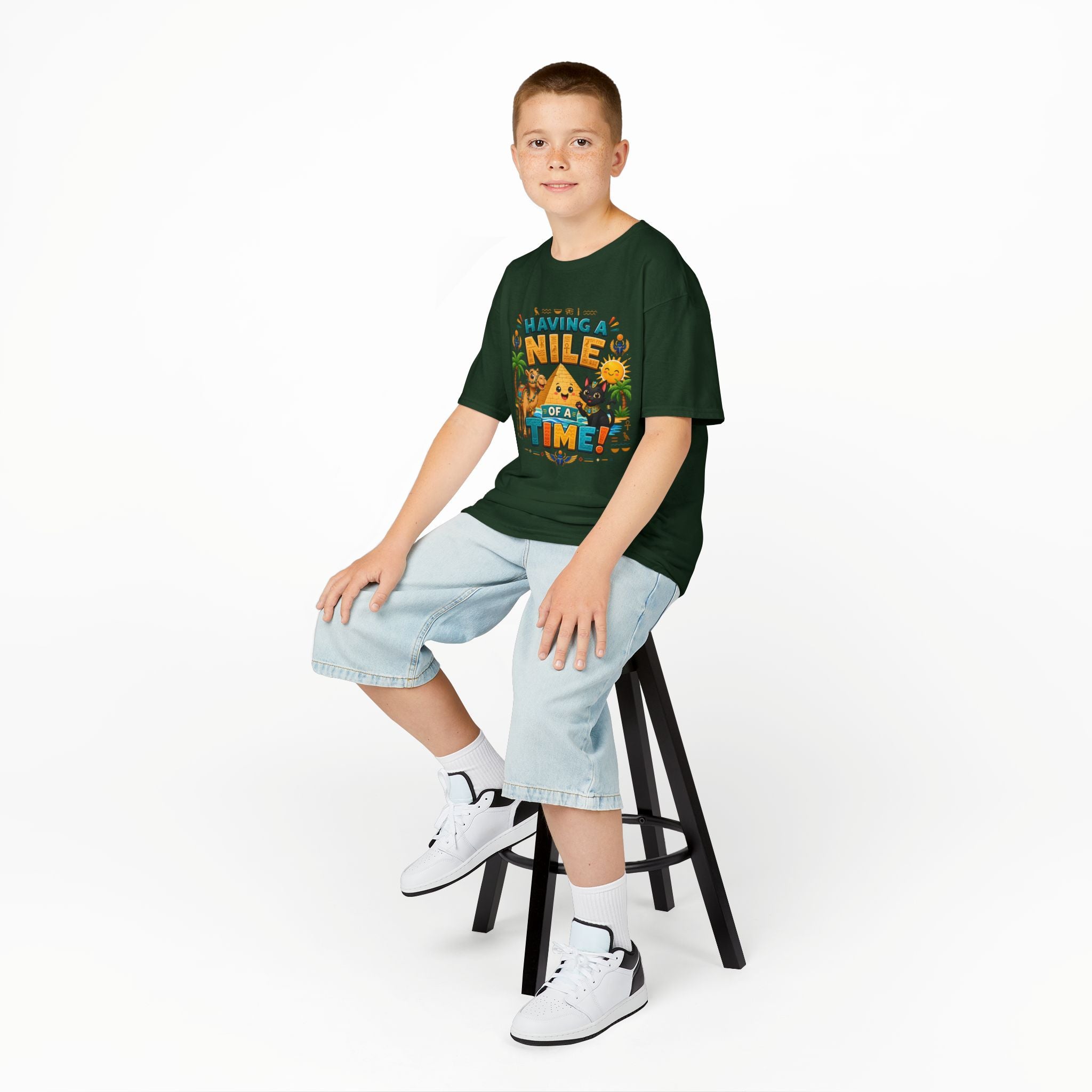 Having a Nile of a Time Kids Tee | Camel Pyramid Desert Cartoon