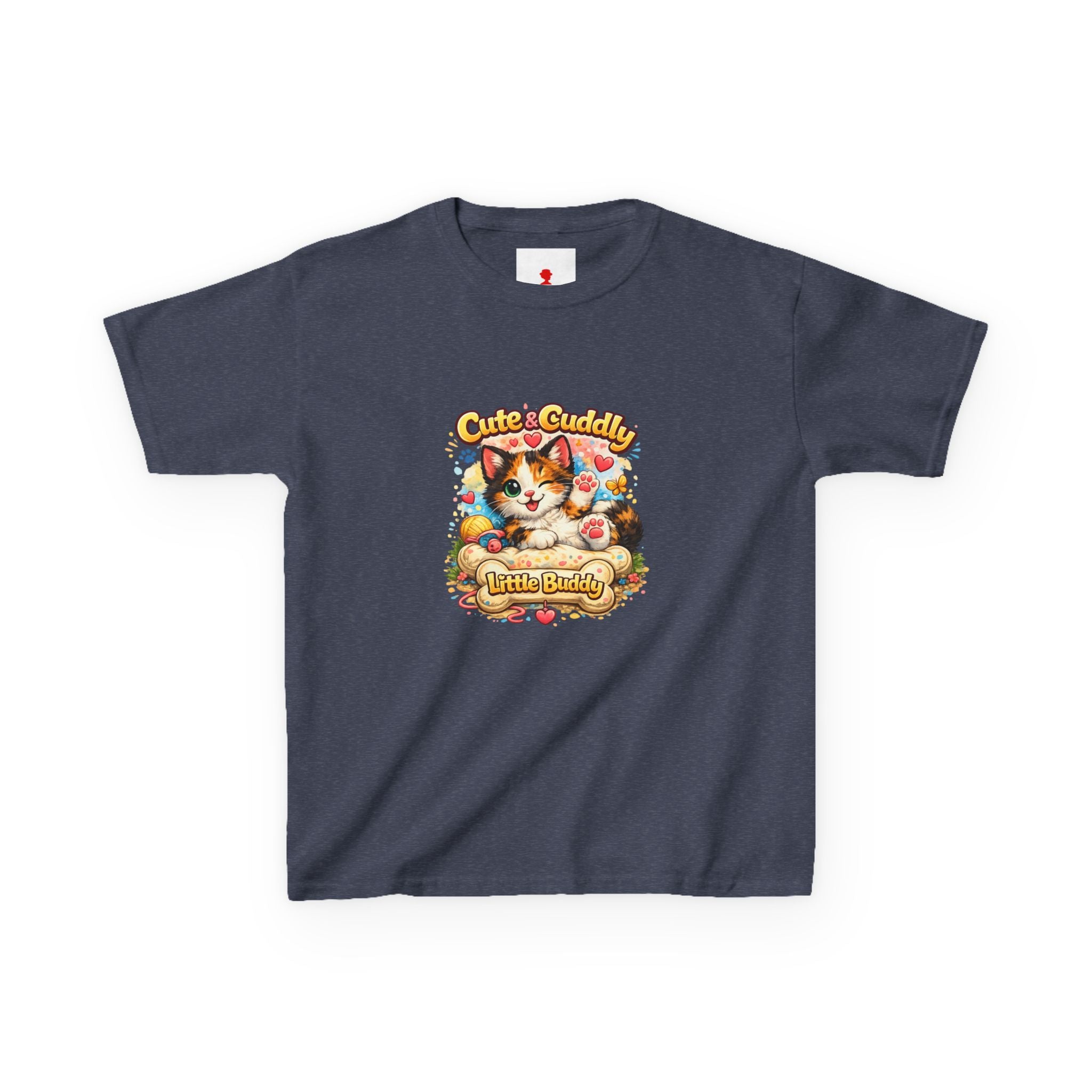 Kids T-Shirt — "Cute & Cuddly Little Buddy" Cat Graphic Tee