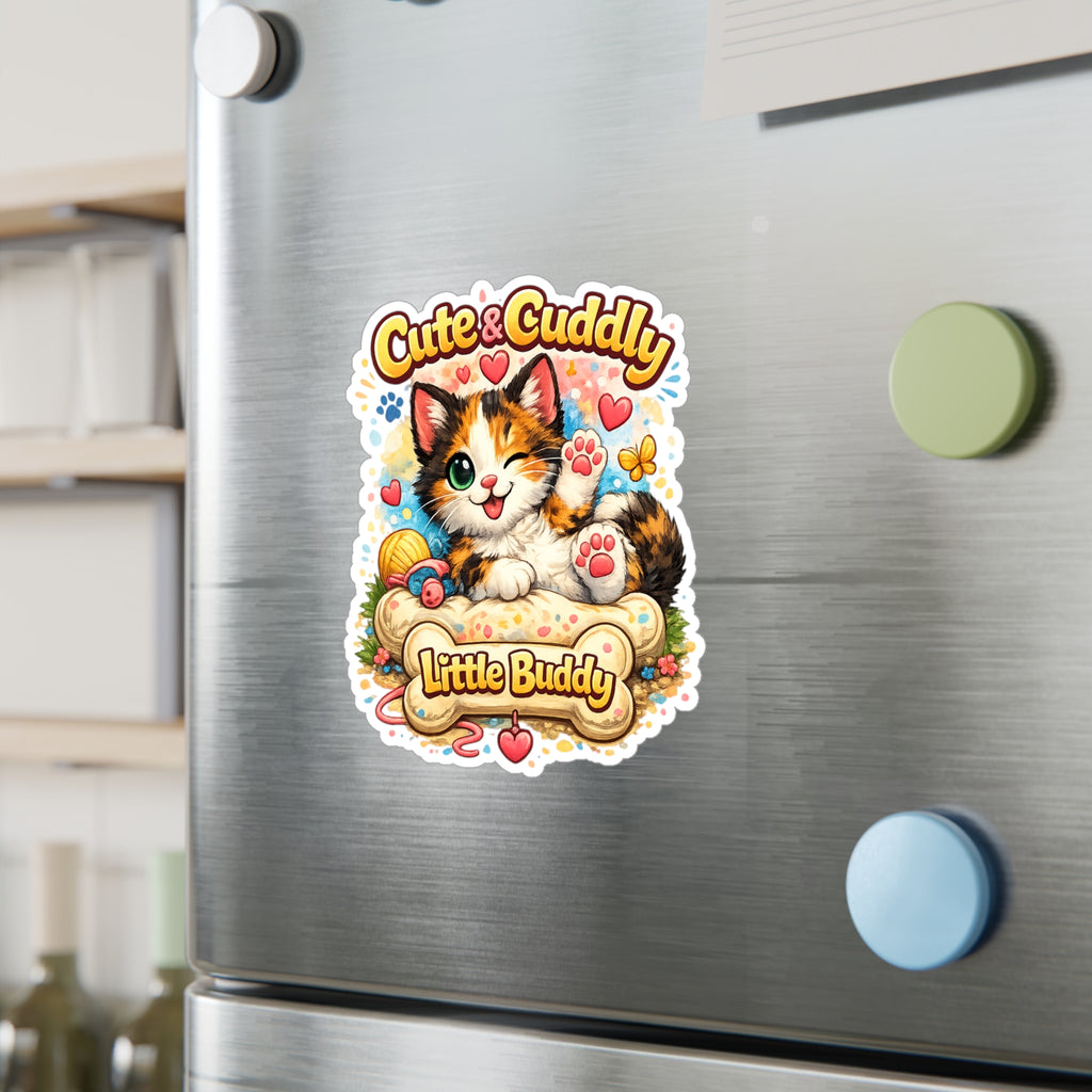 Cute & Cuddly Little Buddy Cat Sticker — Kiss-Cut Vinyl Decal