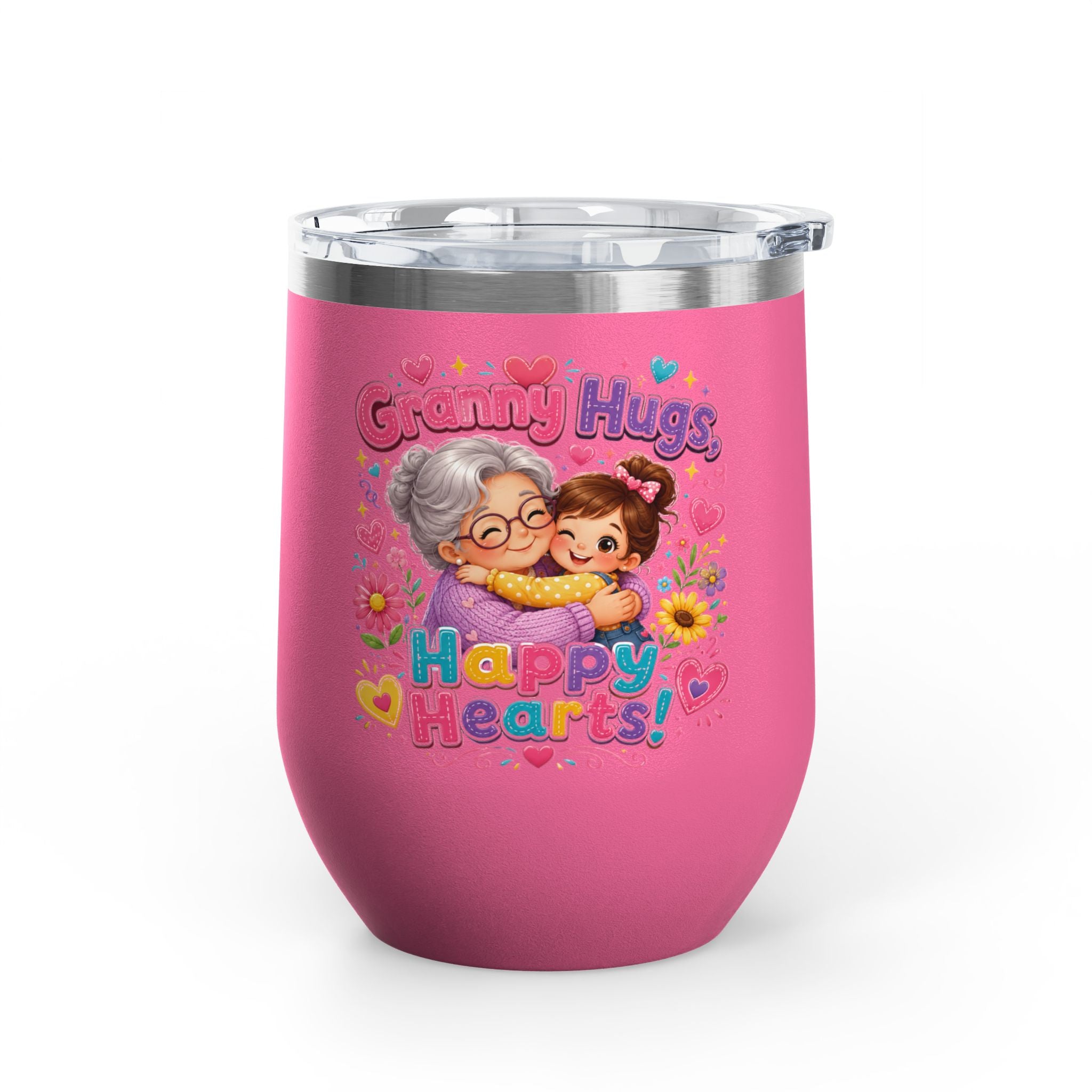 Granny Hugs Happy Hearts 12oz Tumbler — Cute Grandma & Grandchild Gift