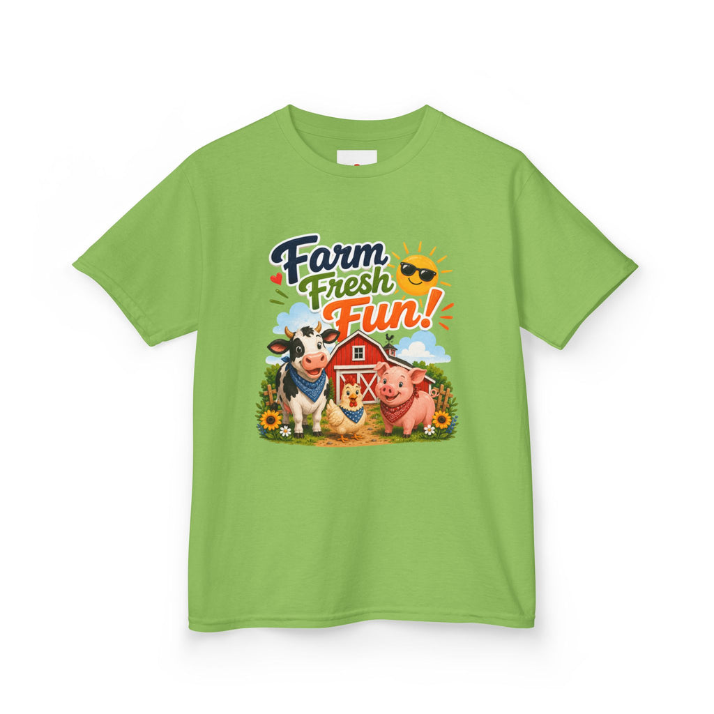 Kids Farm T-Shirt — "Farm Fresh Fun!" Cute Cow & Pig Toddler Tee