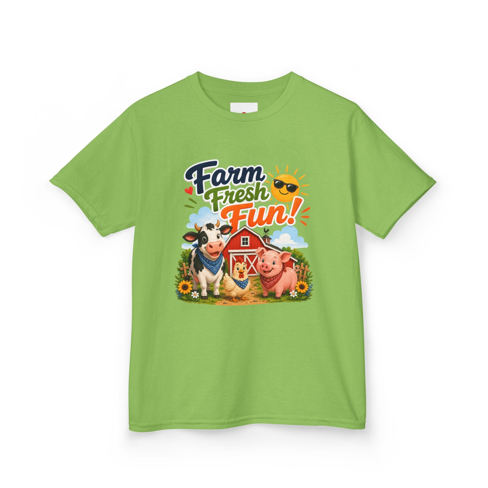 Kids Farm T-Shirt — "Farm Fresh Fun!" Cute Cow & Pig Toddler Tee
