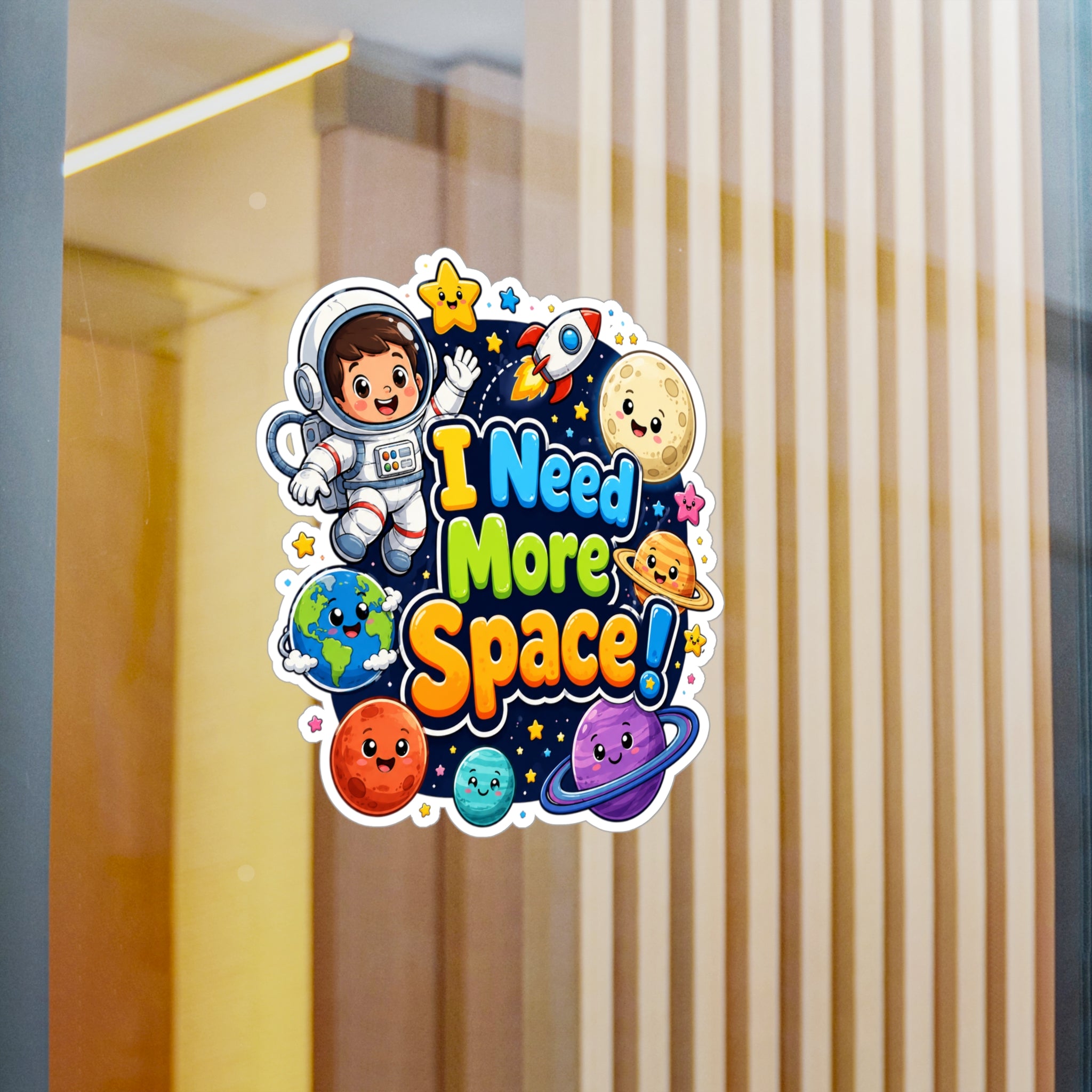 I Need More Space! Cute Space Astronaut Kiss-Cut Vinyl Sticker