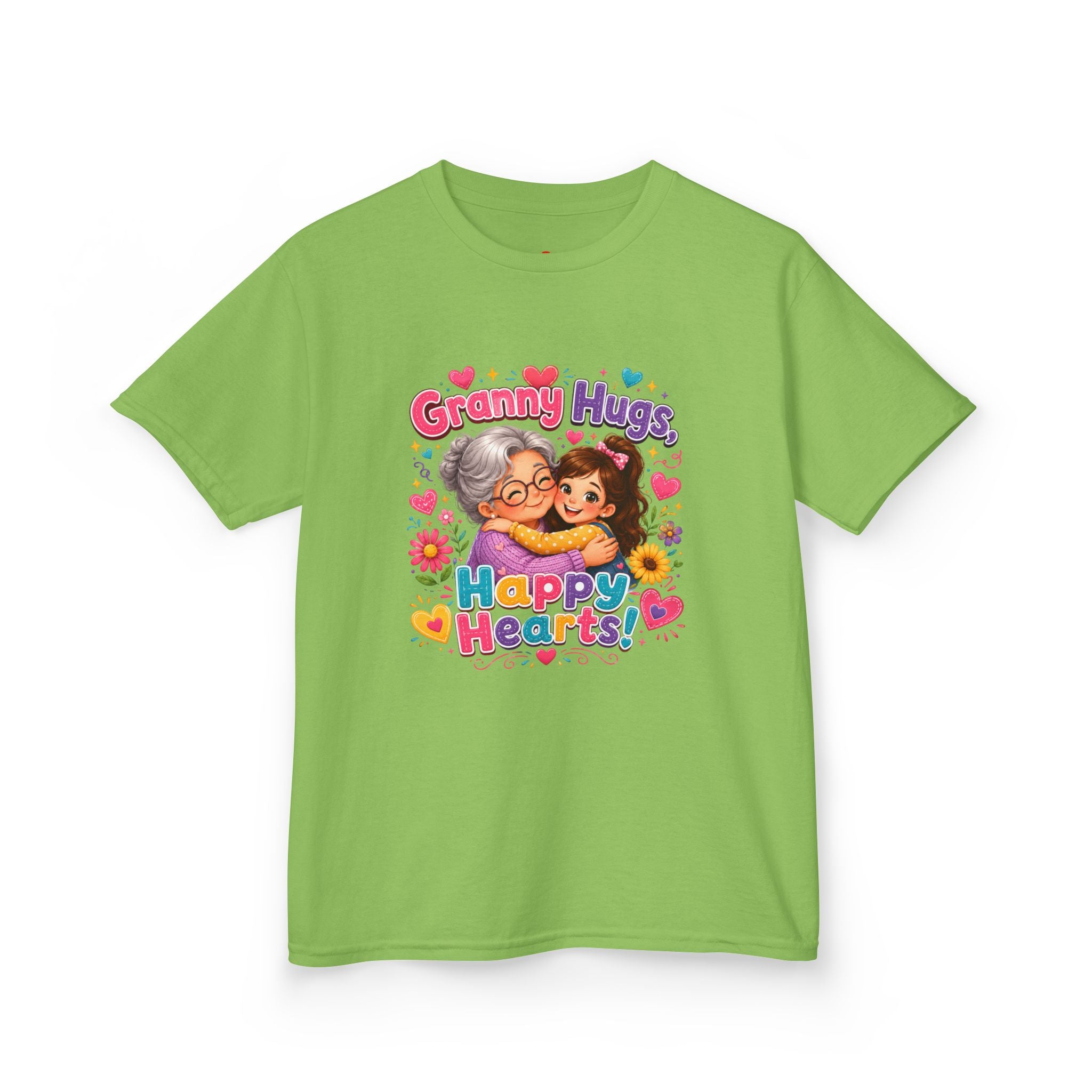 Granny Hugs Happy Hearts Tee | Grandma Grandchild Cute Illustration