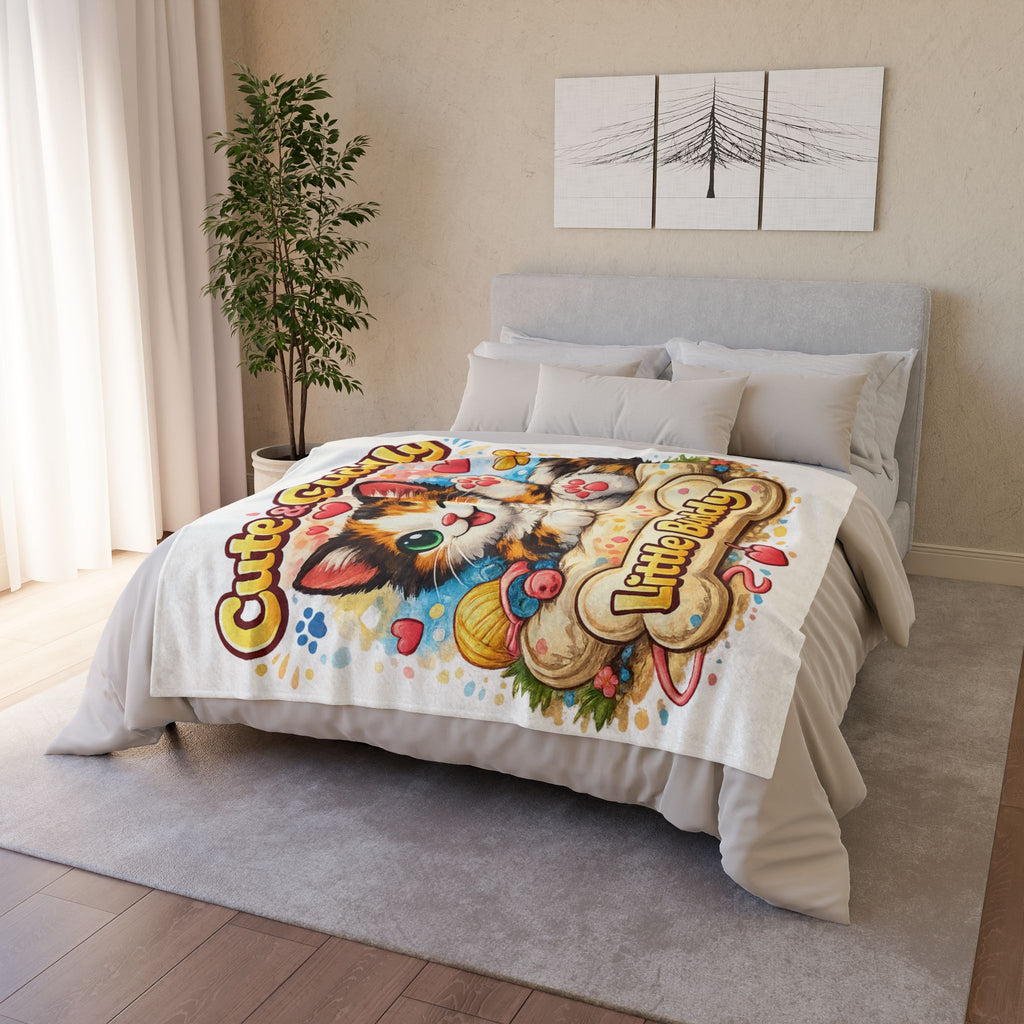Cute & Cuddly Kitten Blanket — "Little Buddy" Soft Plush Throw for Kids & Cat Lovers