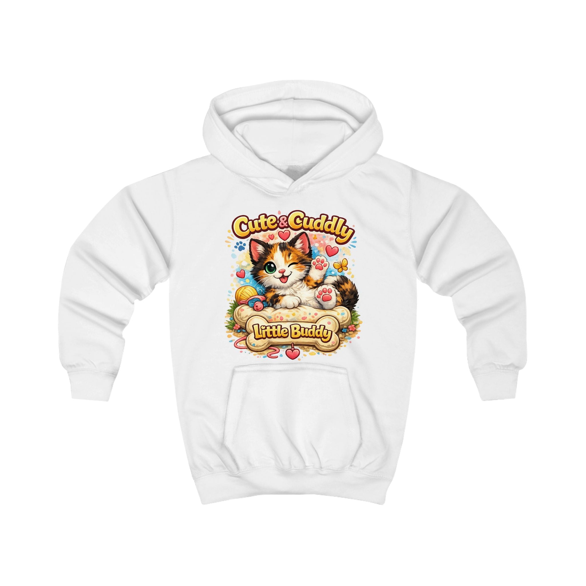 Kids Hoodie — "Cute & Cuddly Little Buddy" Cat Graphic Hoodie for Children