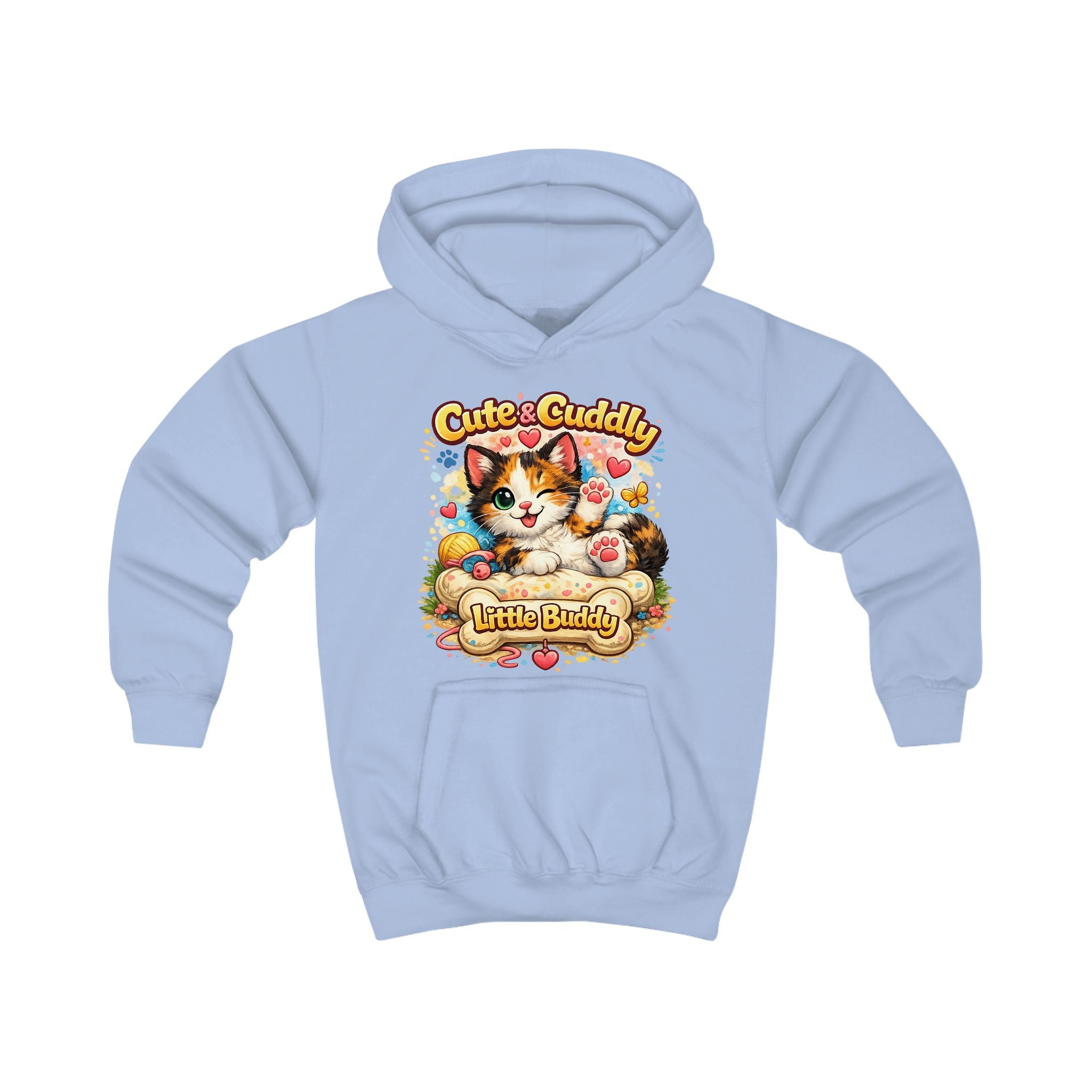 Kids Hoodie — "Cute & Cuddly Little Buddy" Cat Graphic Hoodie for Children