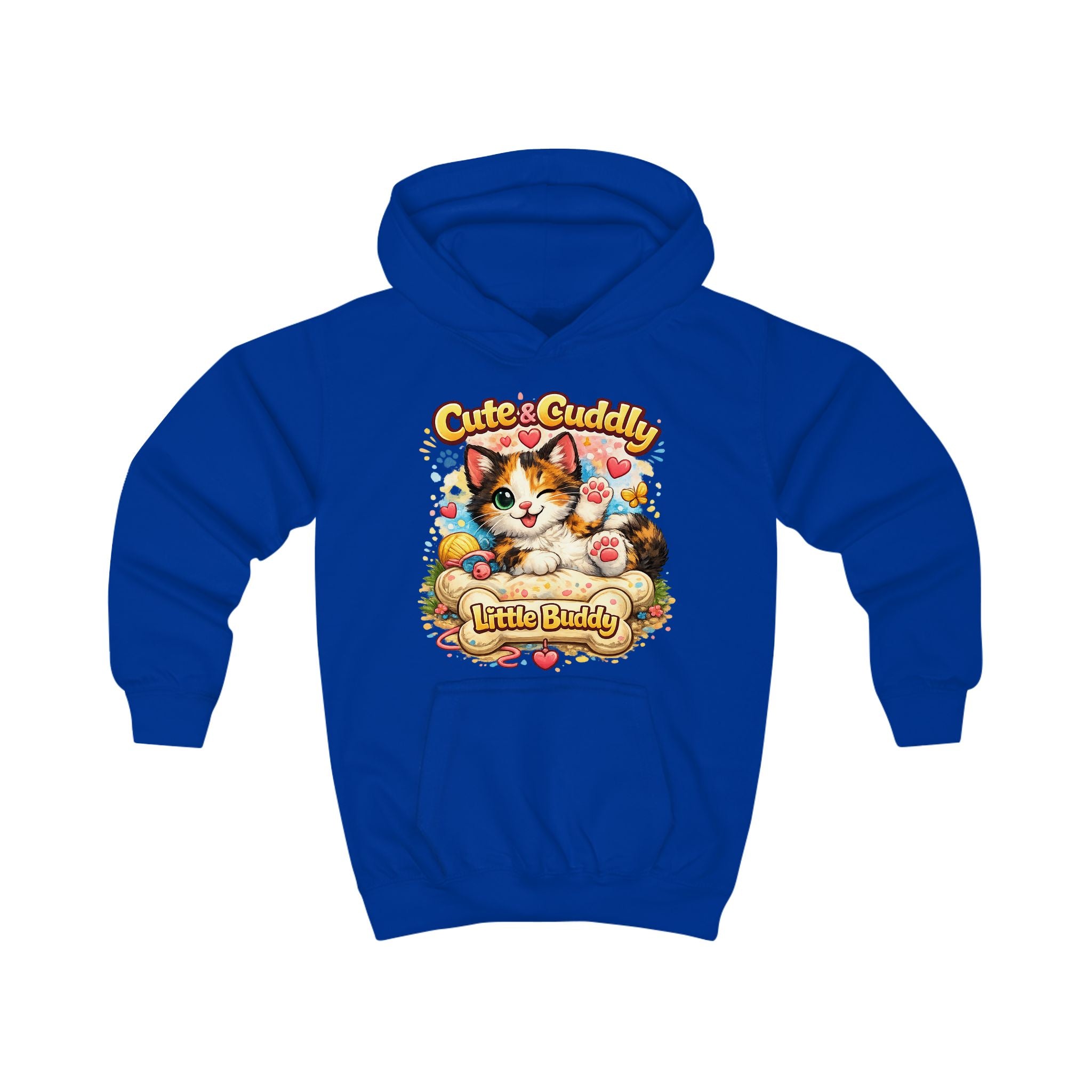 Kids Hoodie — "Cute & Cuddly Little Buddy" Cat Graphic Hoodie for Children