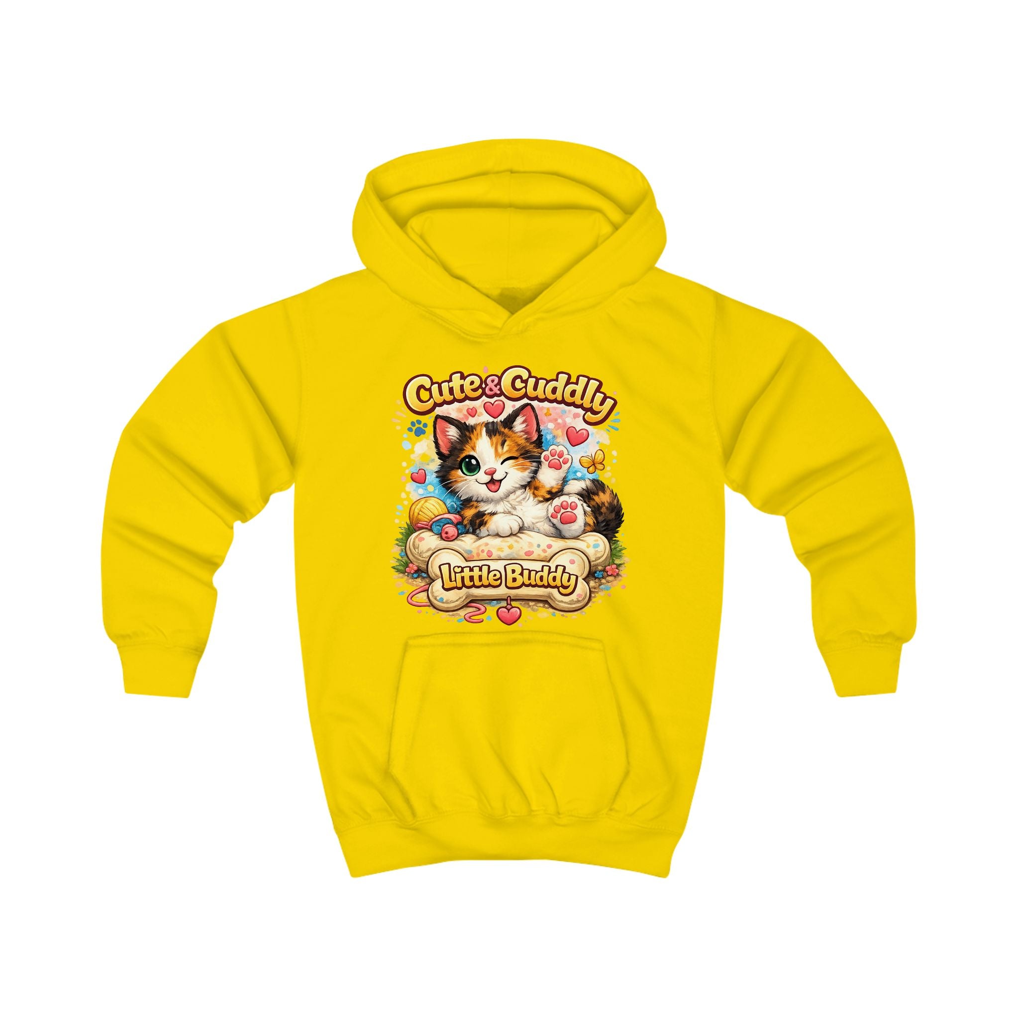 Kids Hoodie — "Cute & Cuddly Little Buddy" Cat Graphic Hoodie for Children