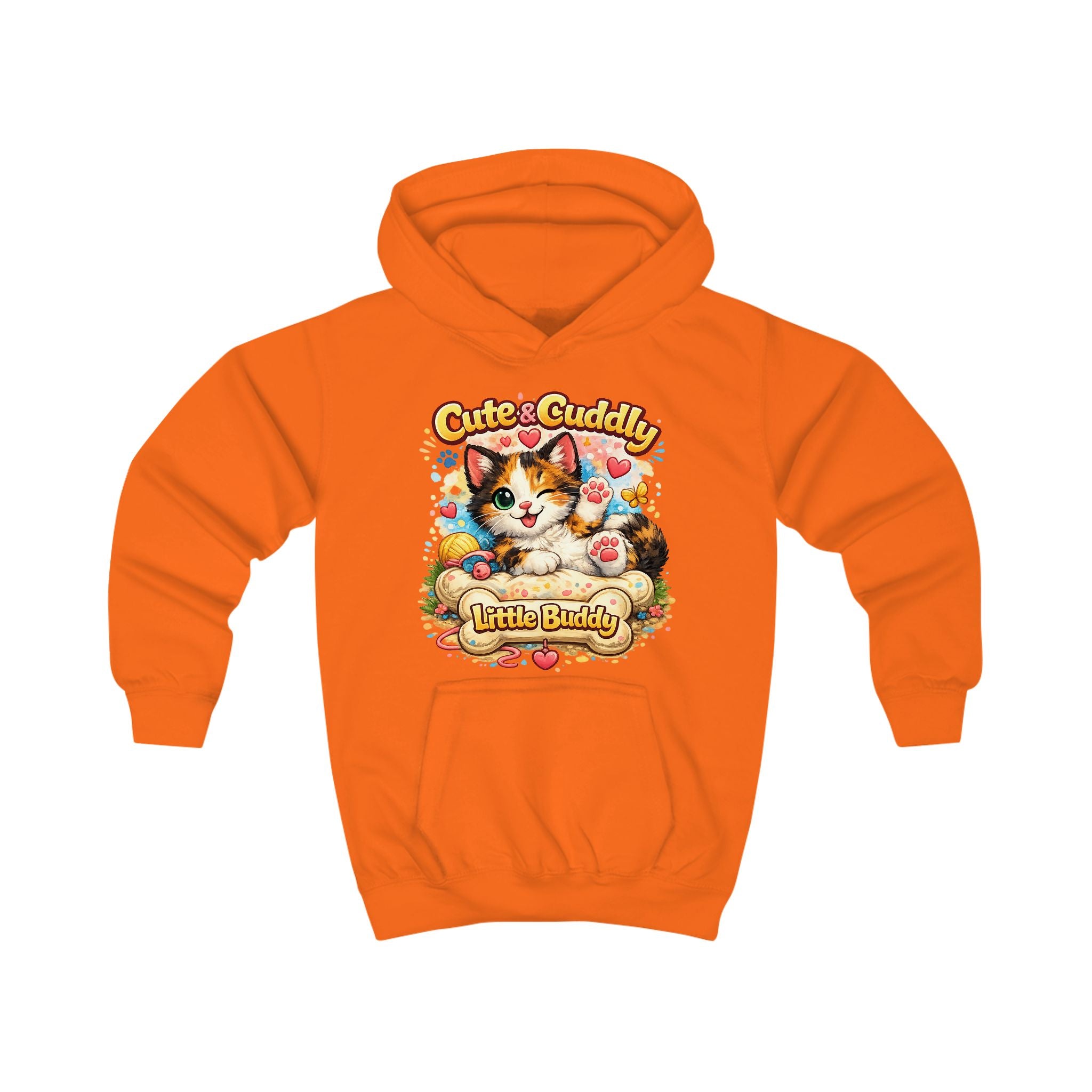 Kids Hoodie — "Cute & Cuddly Little Buddy" Cat Graphic Hoodie for Children