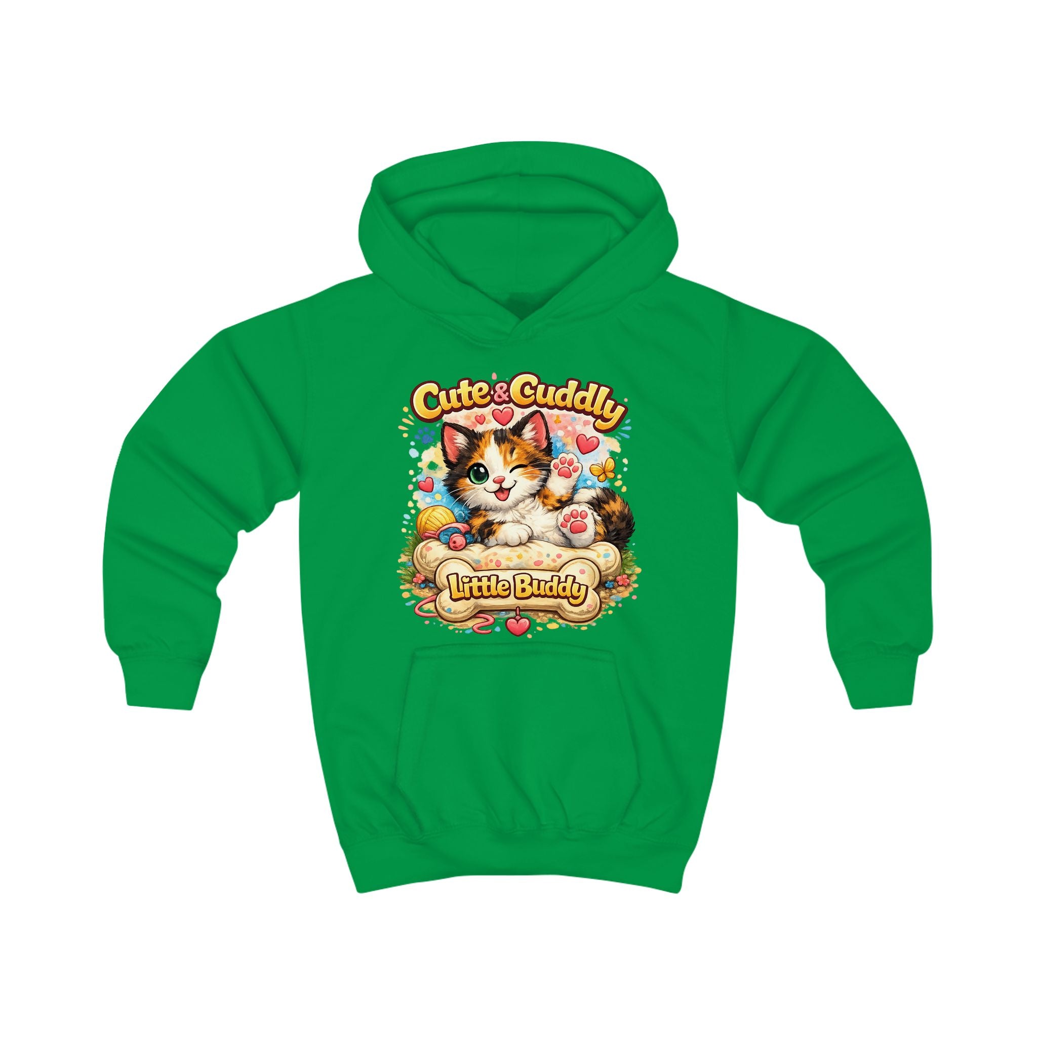 Kids Hoodie — "Cute & Cuddly Little Buddy" Cat Graphic Hoodie for Children