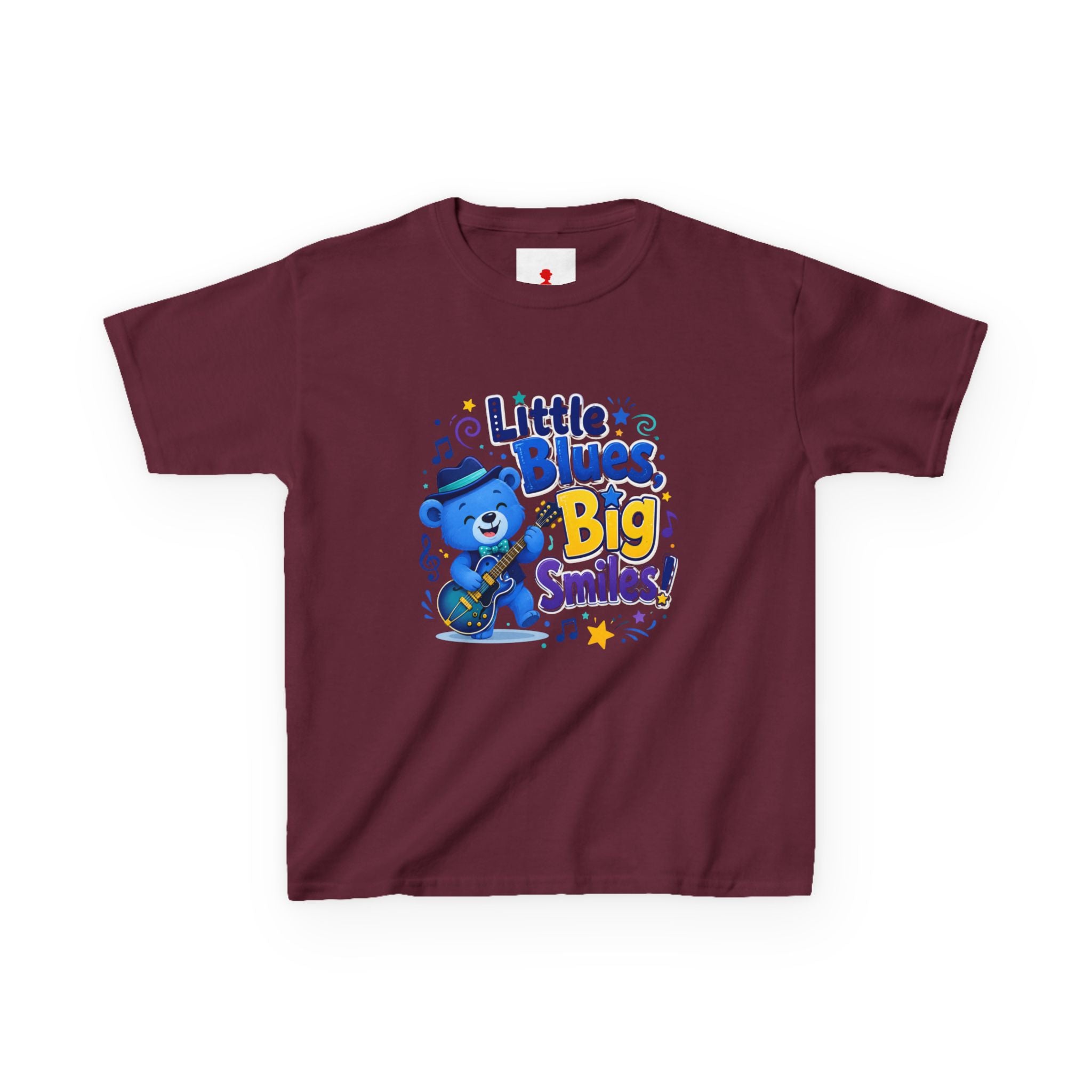 Kids Tee — "Little Blues, Big Smiles!" Guitar-Bear Graphic