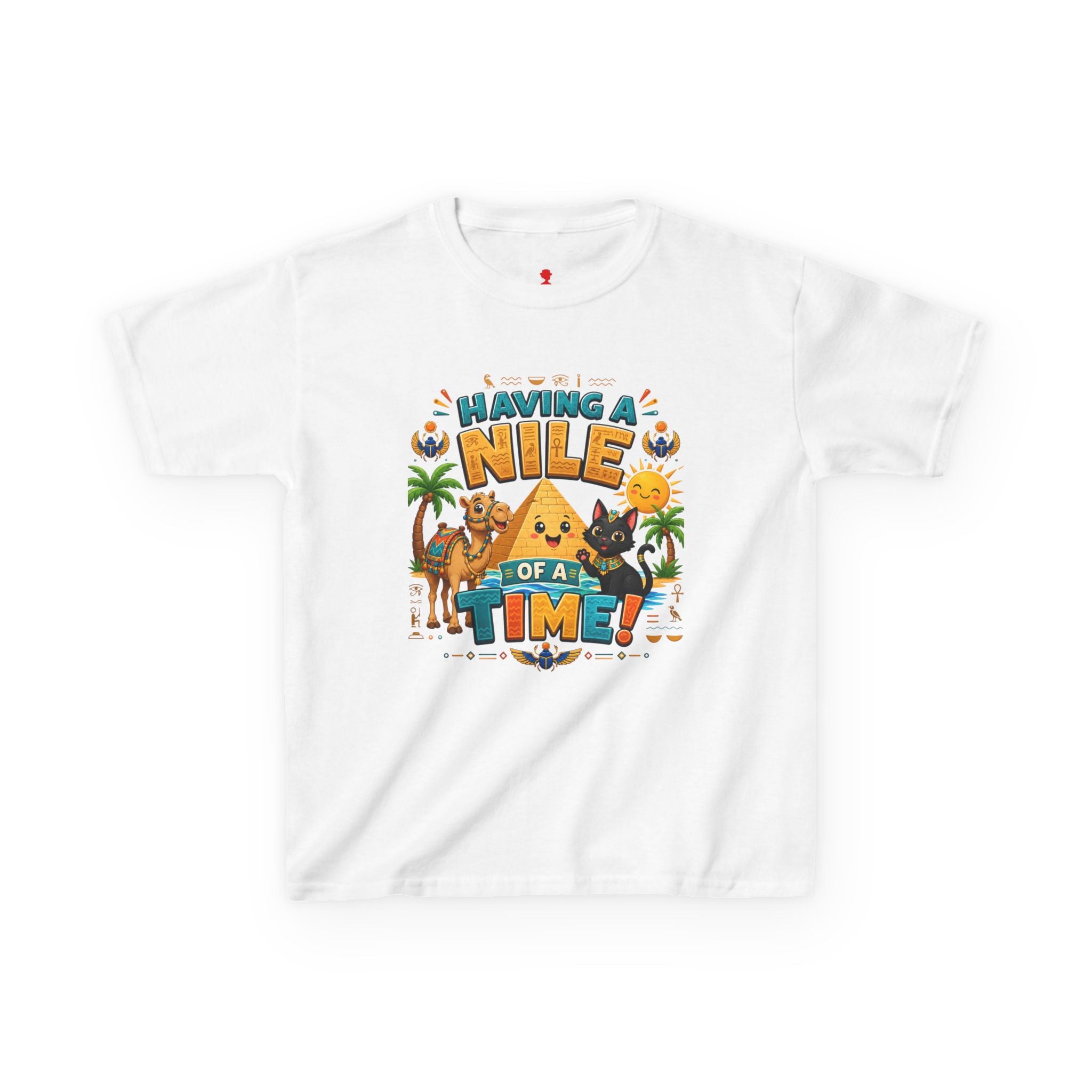 Having a Nile of a Time Kids Tee | Camel Pyramid Desert Cartoon
