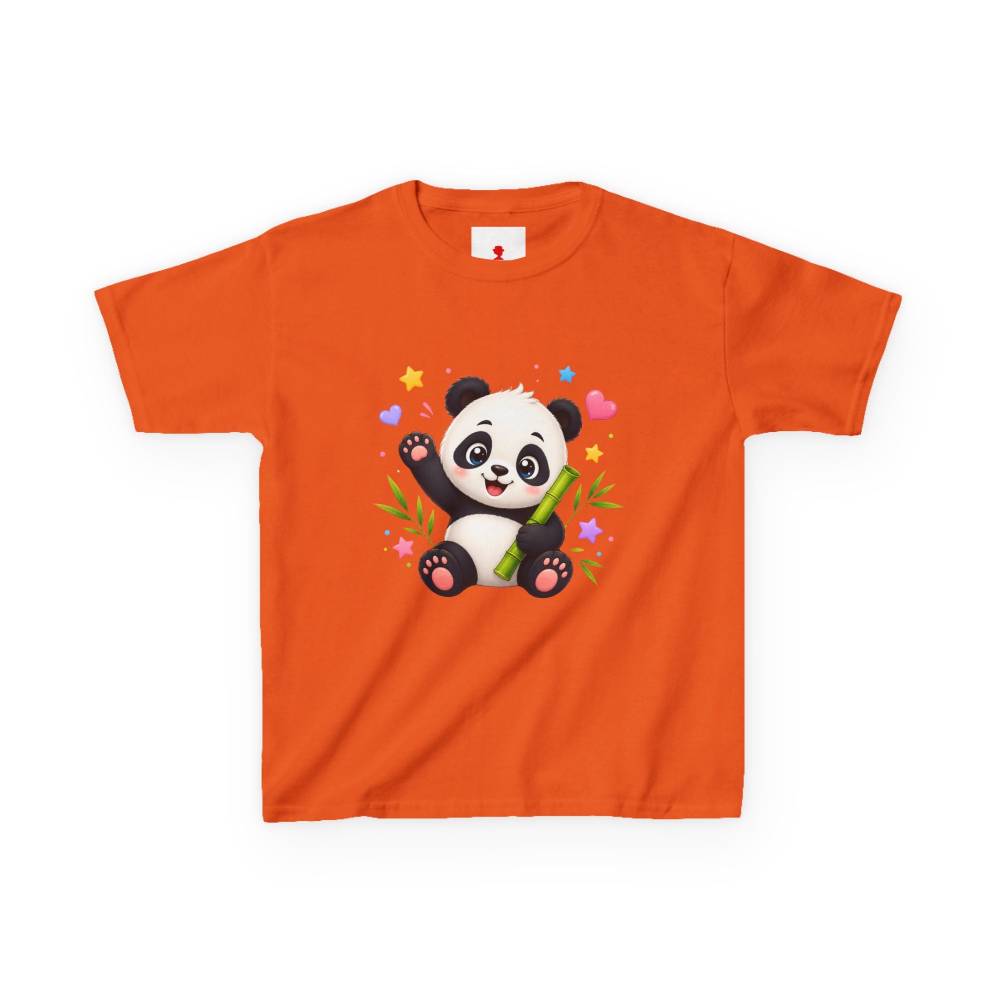 Cute Panda Kids T‑Shirt — Smiling Baby Panda with Hearts & Bamboo