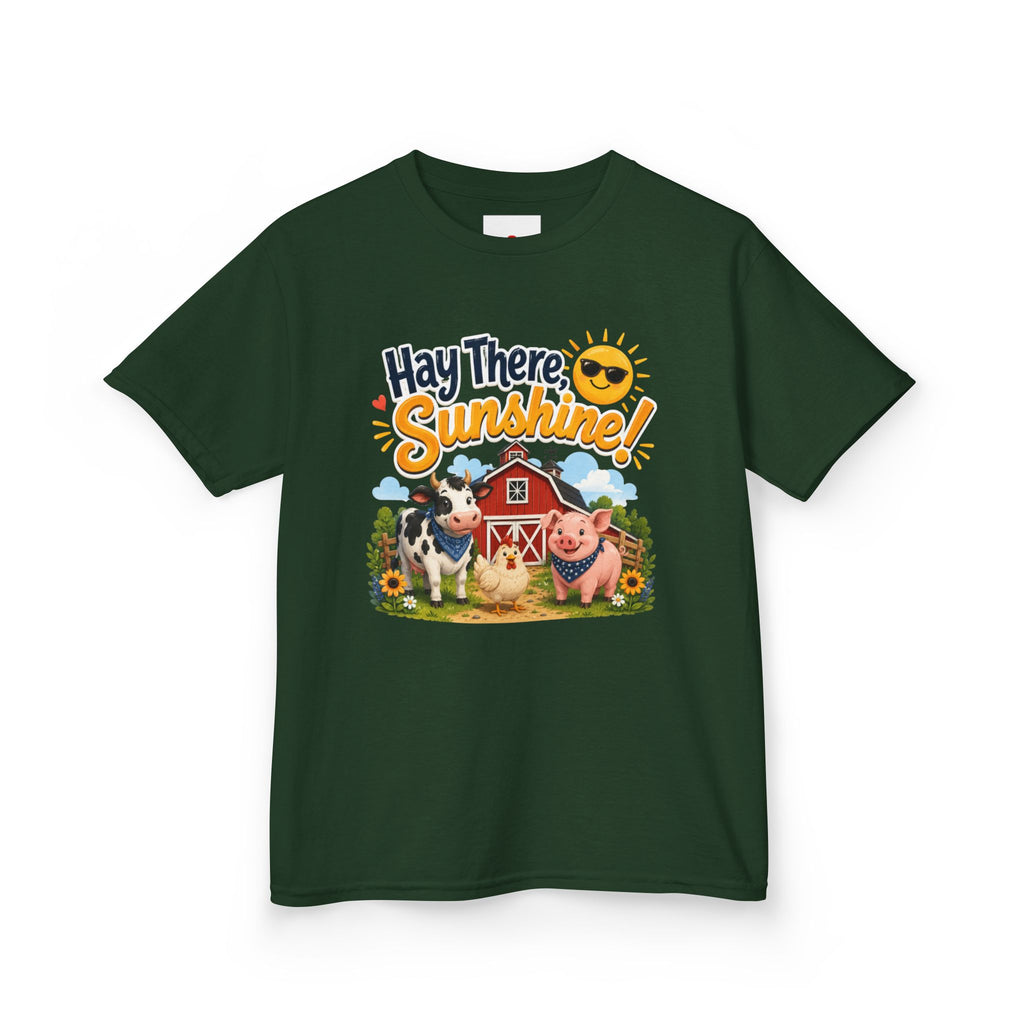 Kids Tee — "Hay There, Sunshine!" Farm Animal Graphic