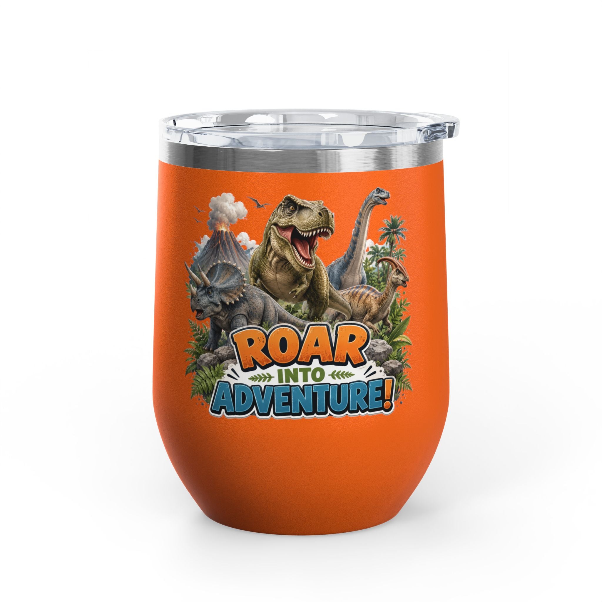 Roar Into Adventure! Dinosaur Tumbler – 12oz Stainless Steel Travel Cup