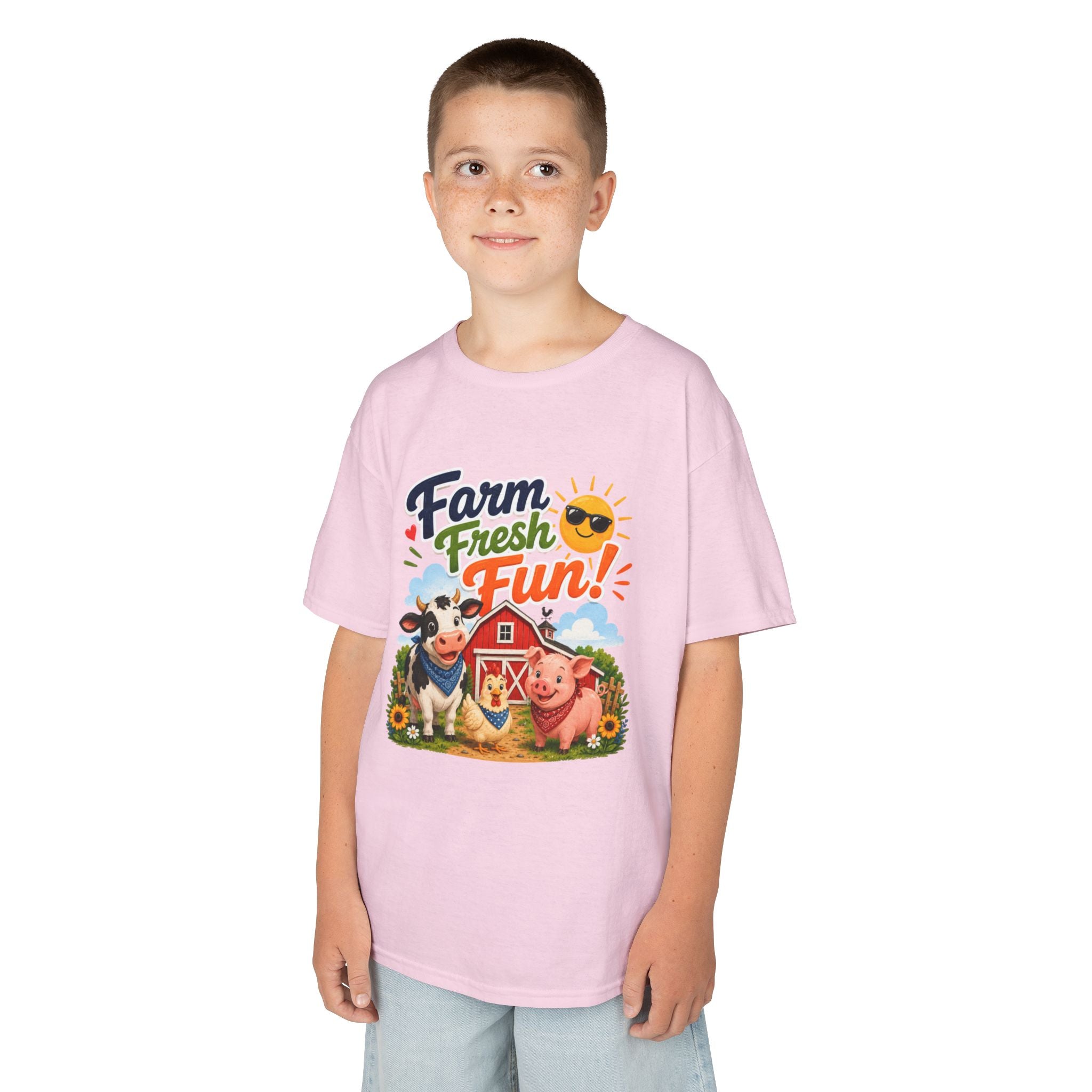 Kids Farm T-Shirt — "Farm Fresh Fun!" Cute Cow & Pig Toddler Tee