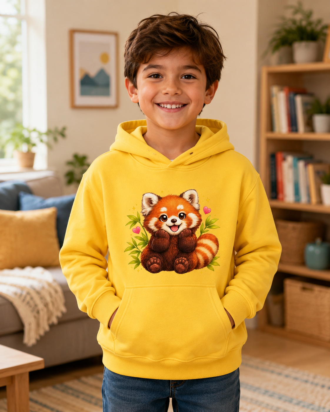 Kids Hoodie — Cute Smiling Red Panda Graphic Hoodie for Children