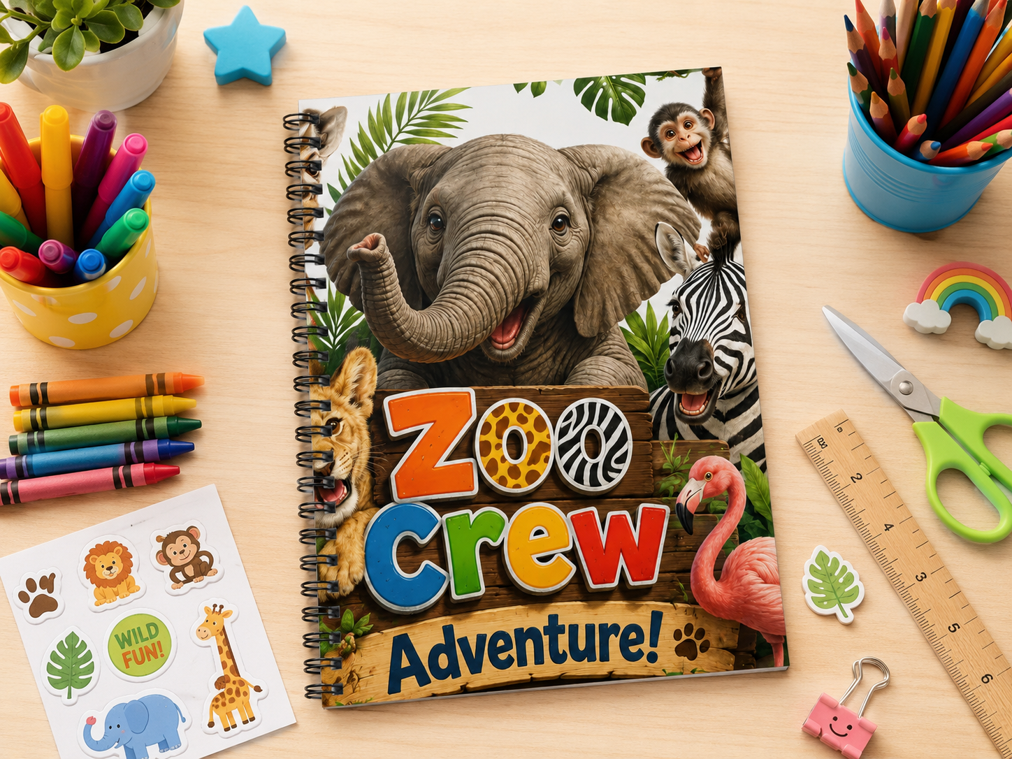 Zoo Crew Adventure Notebook — Kids Spiral Ruled Journal