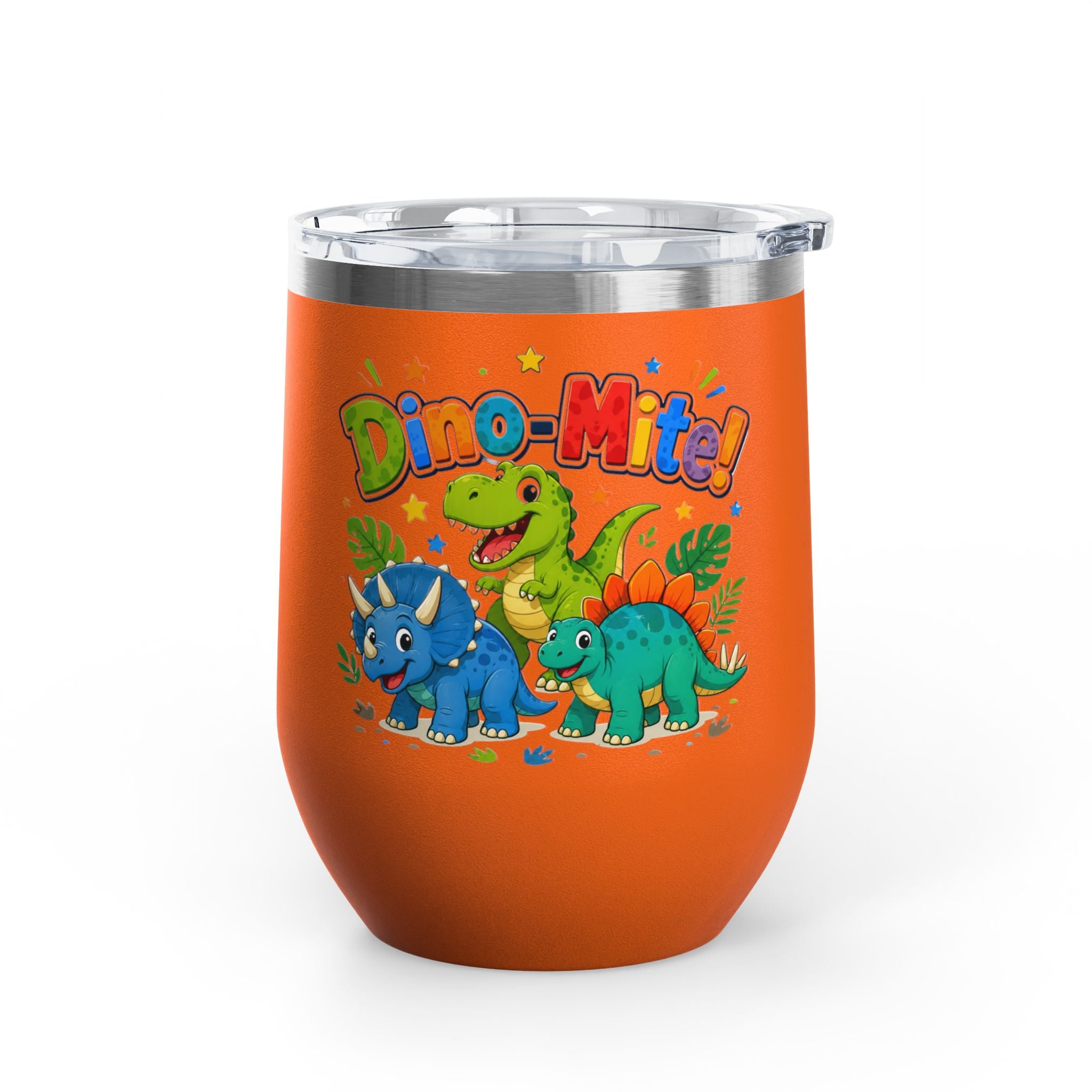 "Dino-Mite!" Cute Kids Dinosaur 12oz Insulated Tumbler