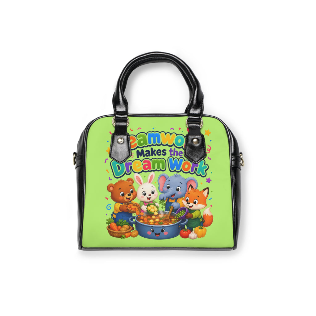 Shoulder Handbag — "Teamwork Makes the Dream Work" Cute Kids Animal Tote