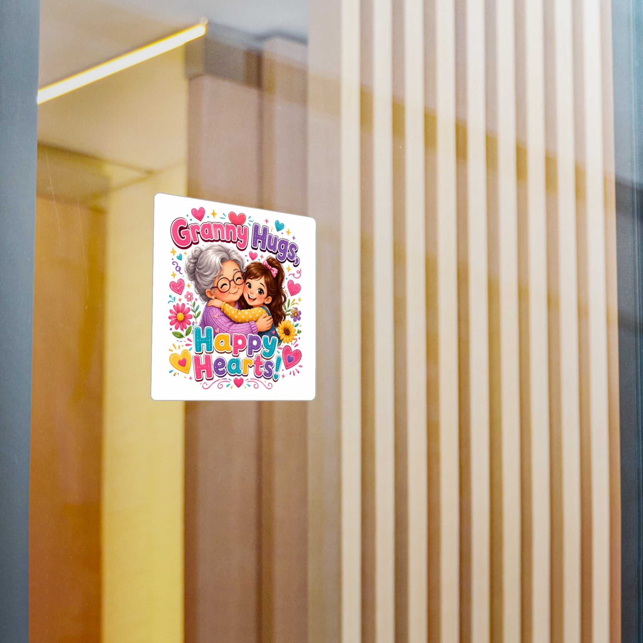 Granny Hugs Happy Hearts Vinyl Decal | Kiss-Cut Sticker