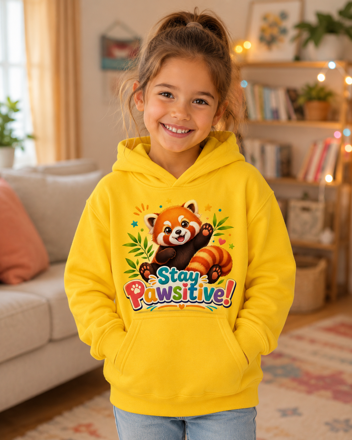 Red Panda 'Stay Pawsitive' Hoodie | Kids Animal Cute Motivational Sweatshirt